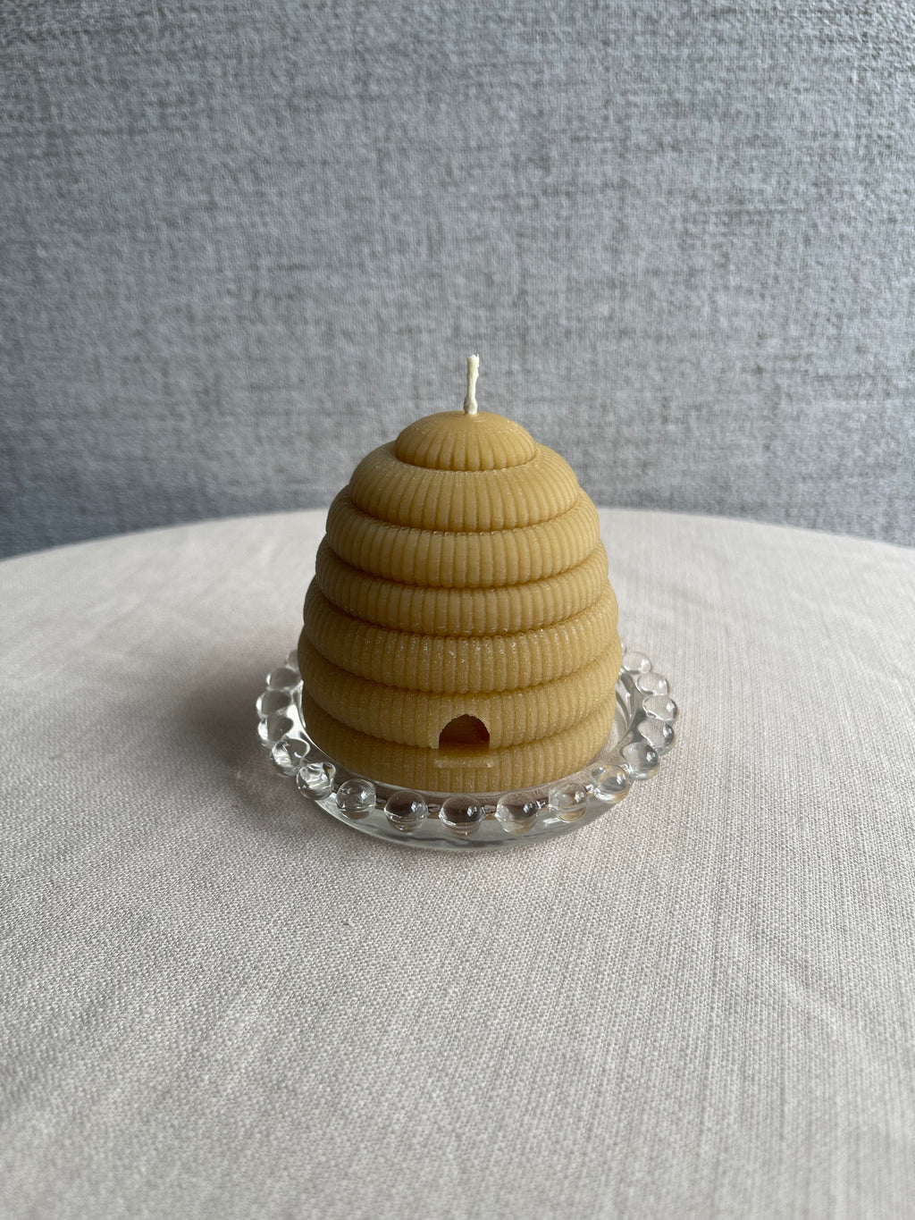 Elegant Beaded Glass Candle Plate