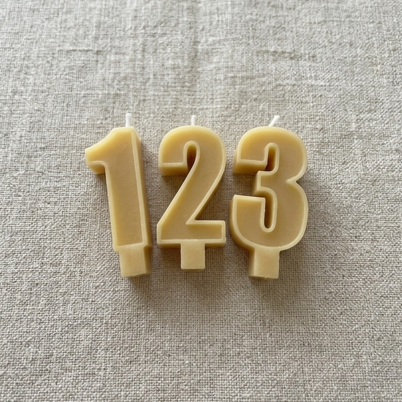 Handmade Beeswax Birthday Number Candle | Cake Topper
