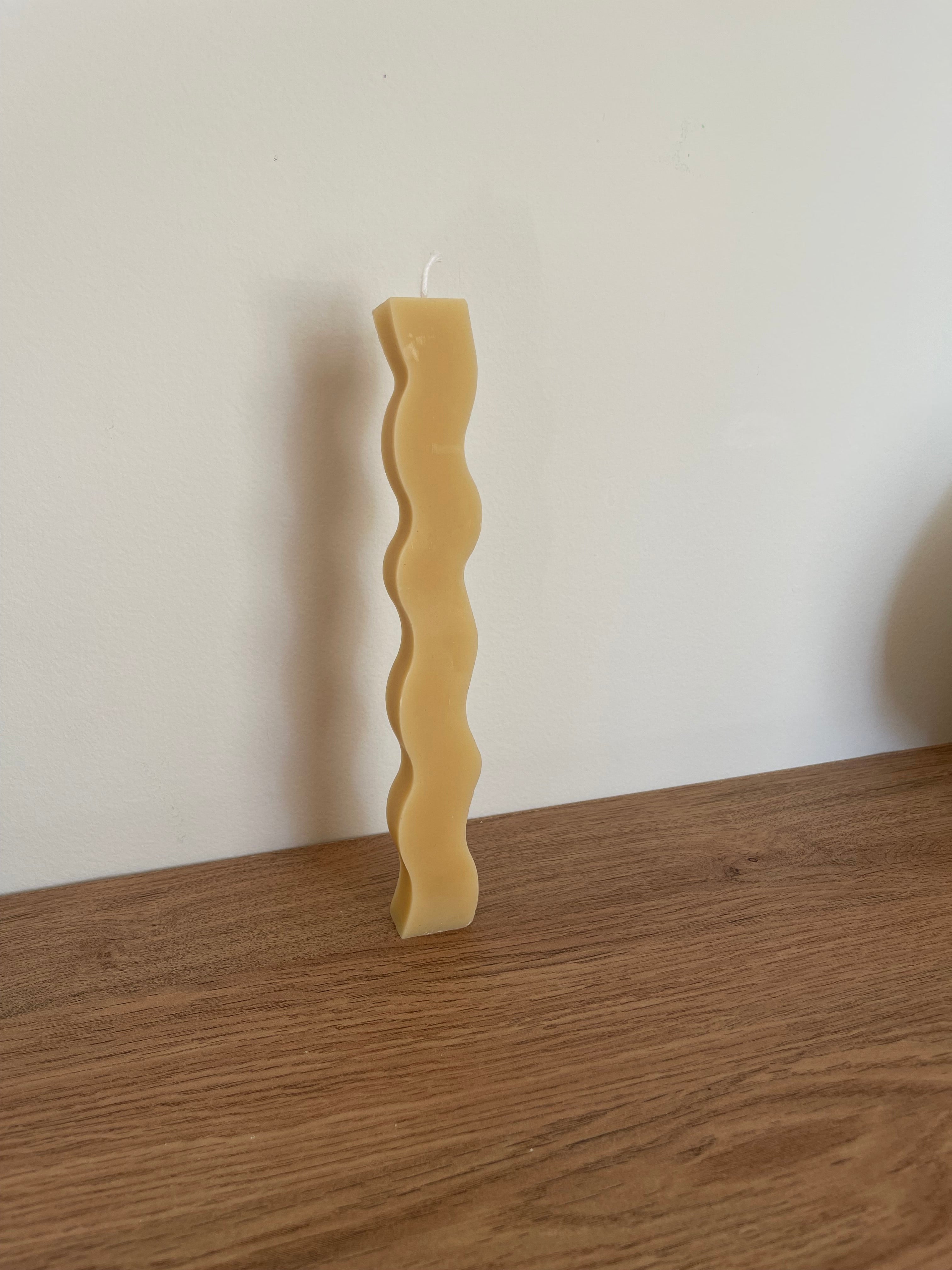 Wavy Beeswax Taper Candle