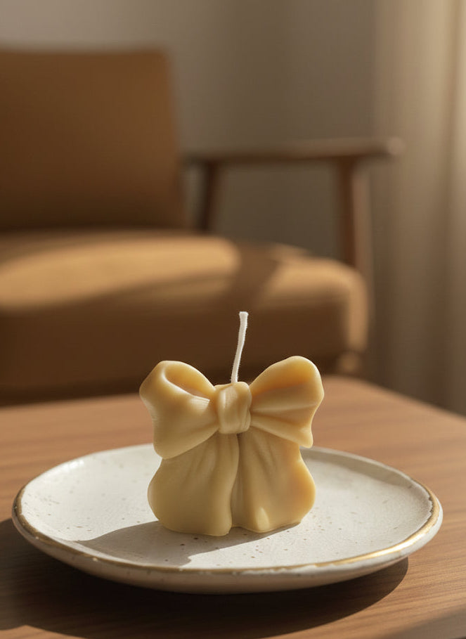 Handmade Pure Beeswax Bow Candle