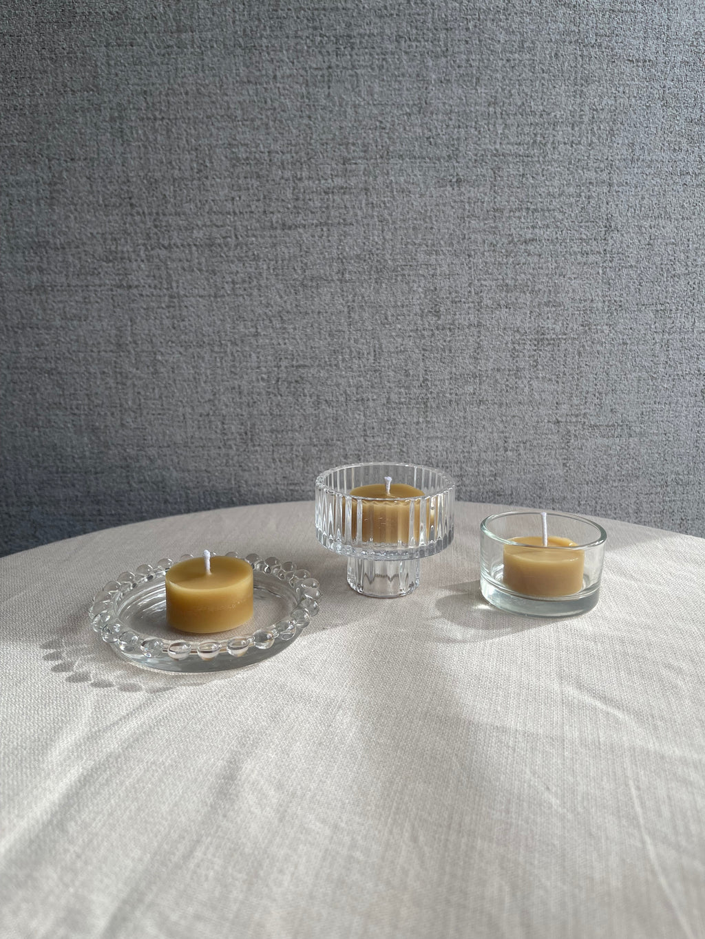 2-in-1 Reversible Ribbed Glass Candle Holder