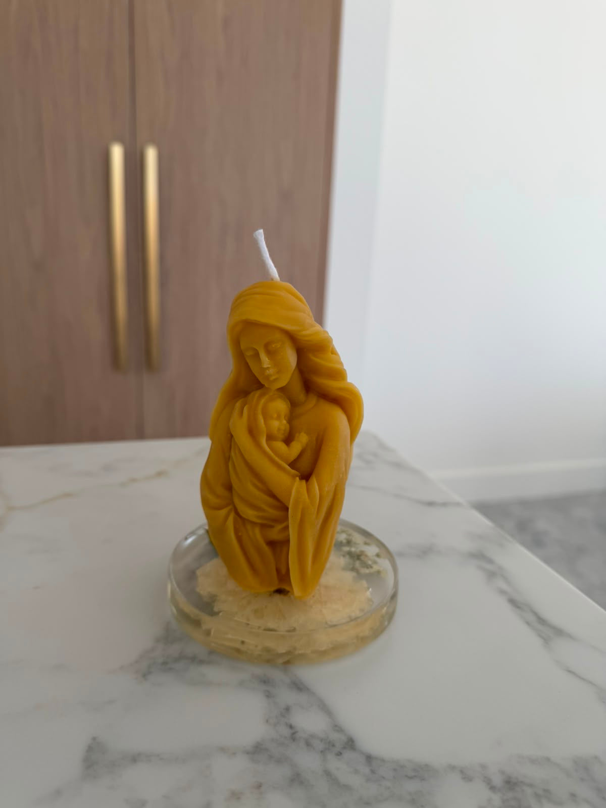 Handmade Beeswax Mother and Baby Candle: Natural Home Décor Gift