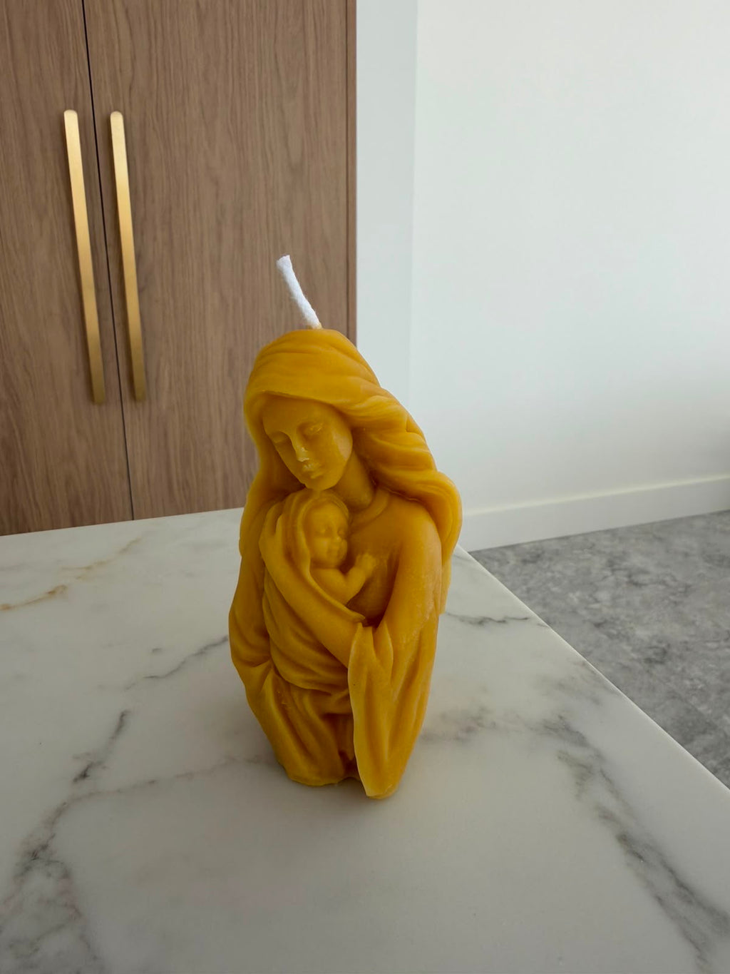 Handmade Beeswax Mother and Baby Candle: Natural Home Décor Gift