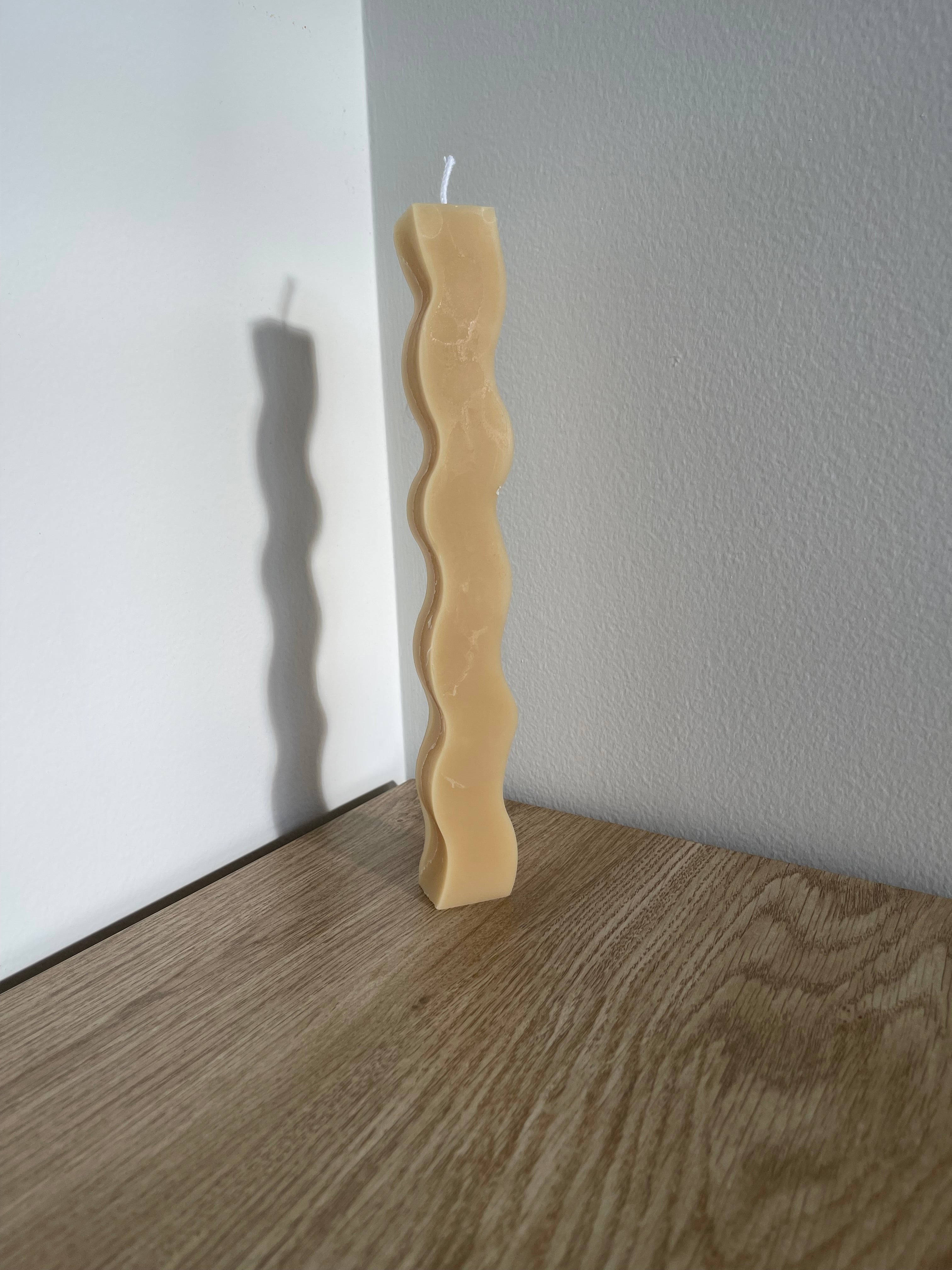 Wavy Beeswax Taper Candle