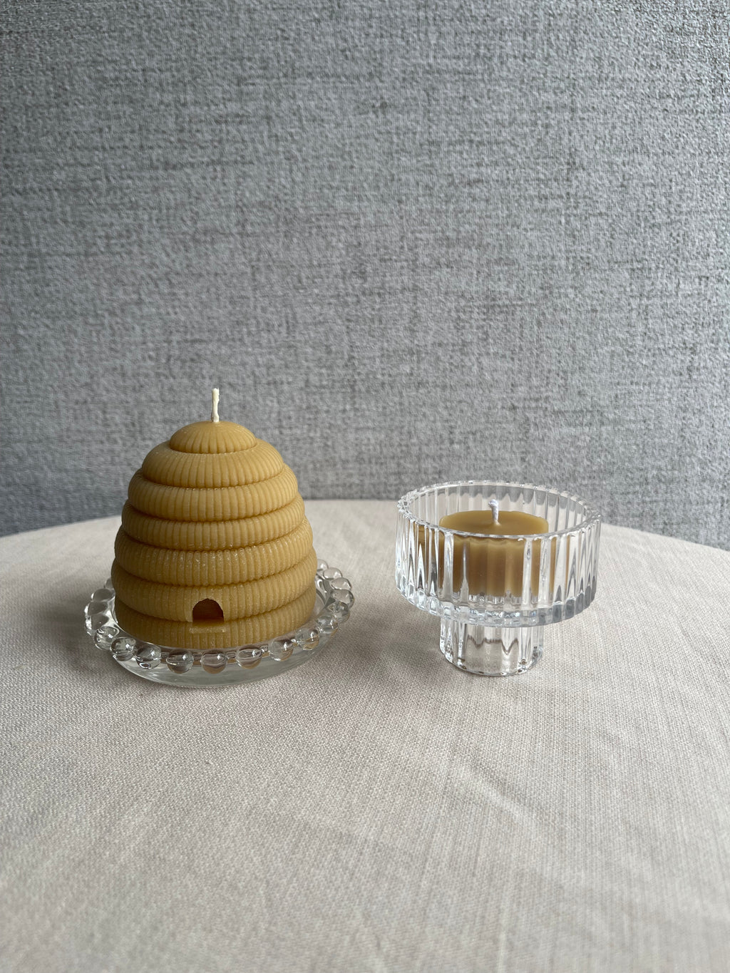 2-in-1 Reversible Ribbed Glass Candle Holder