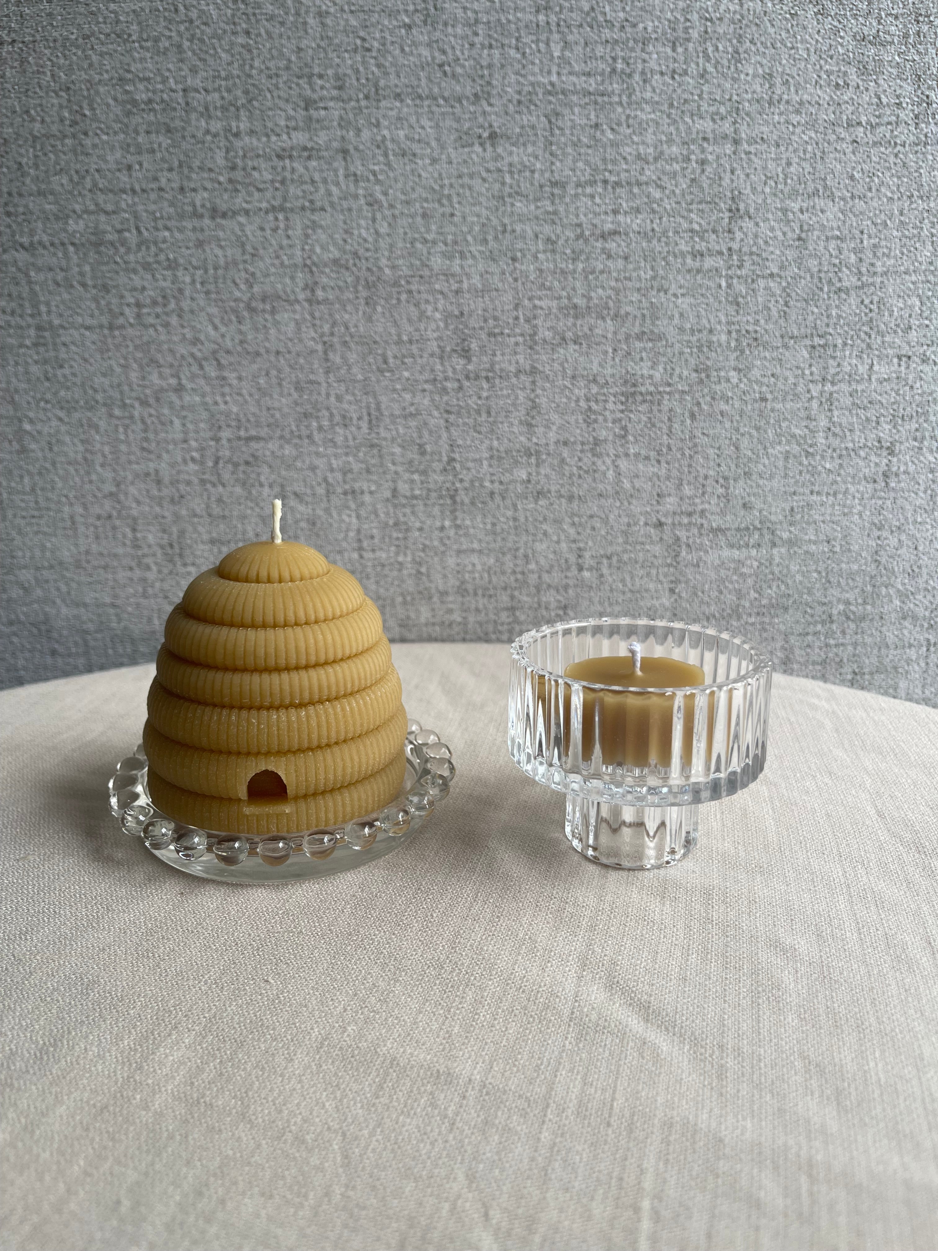 2-in-1 Reversible Ribbed Glass Candle Holder