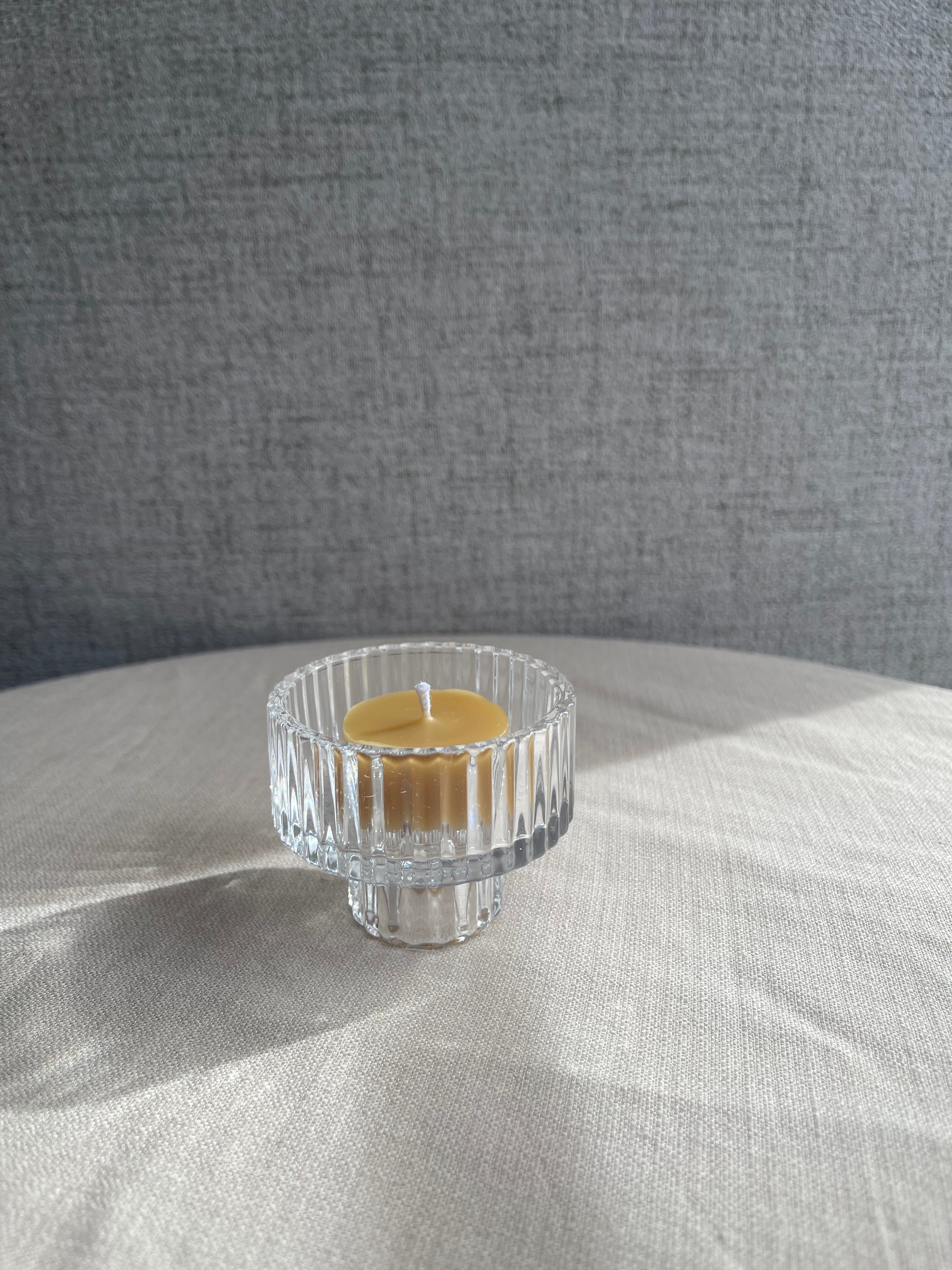 2-in-1 Reversible Ribbed Glass Candle Holder