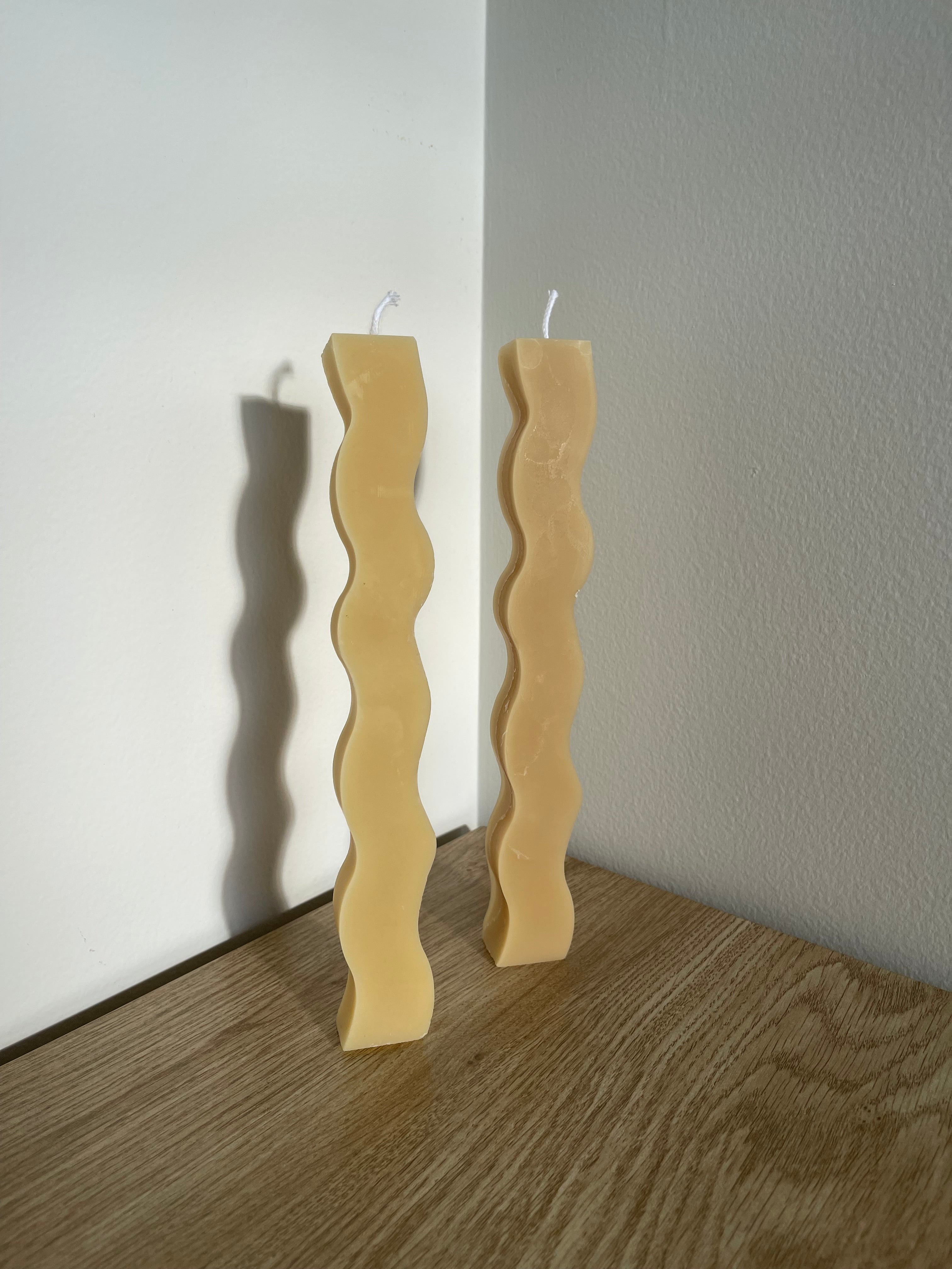Wavy Beeswax Taper Candle