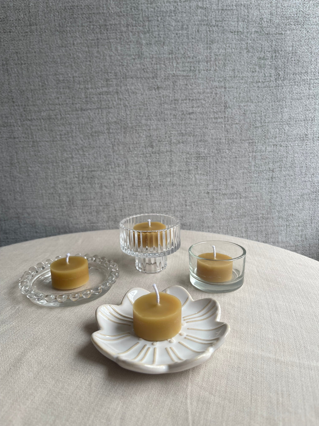 2-in-1 Reversible Ribbed Glass Candle Holder