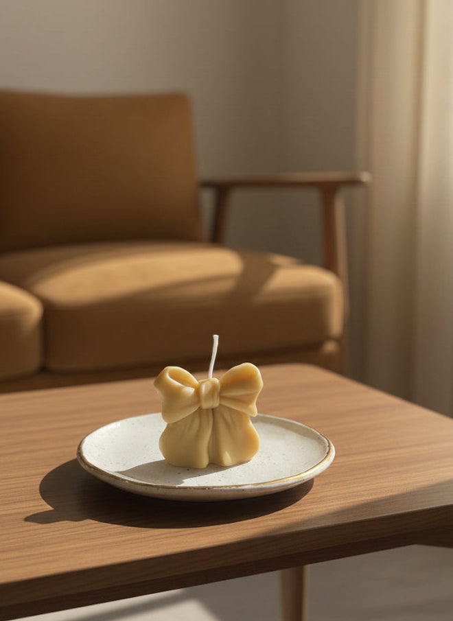 Handmade Pure Beeswax Bow Candle