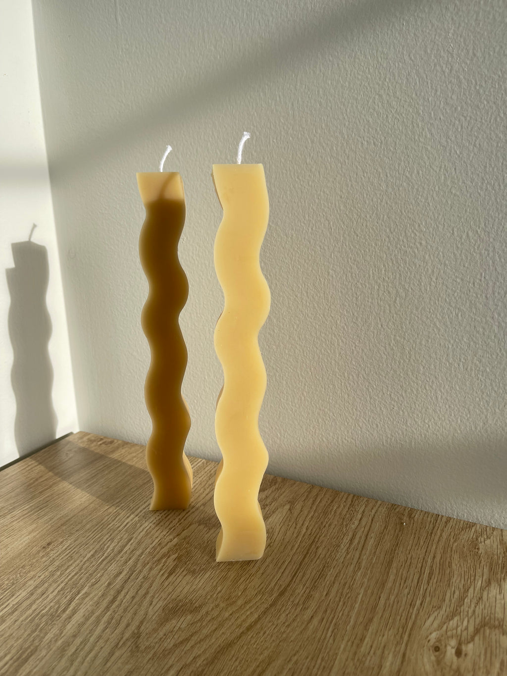 Wavy Beeswax Taper Candle