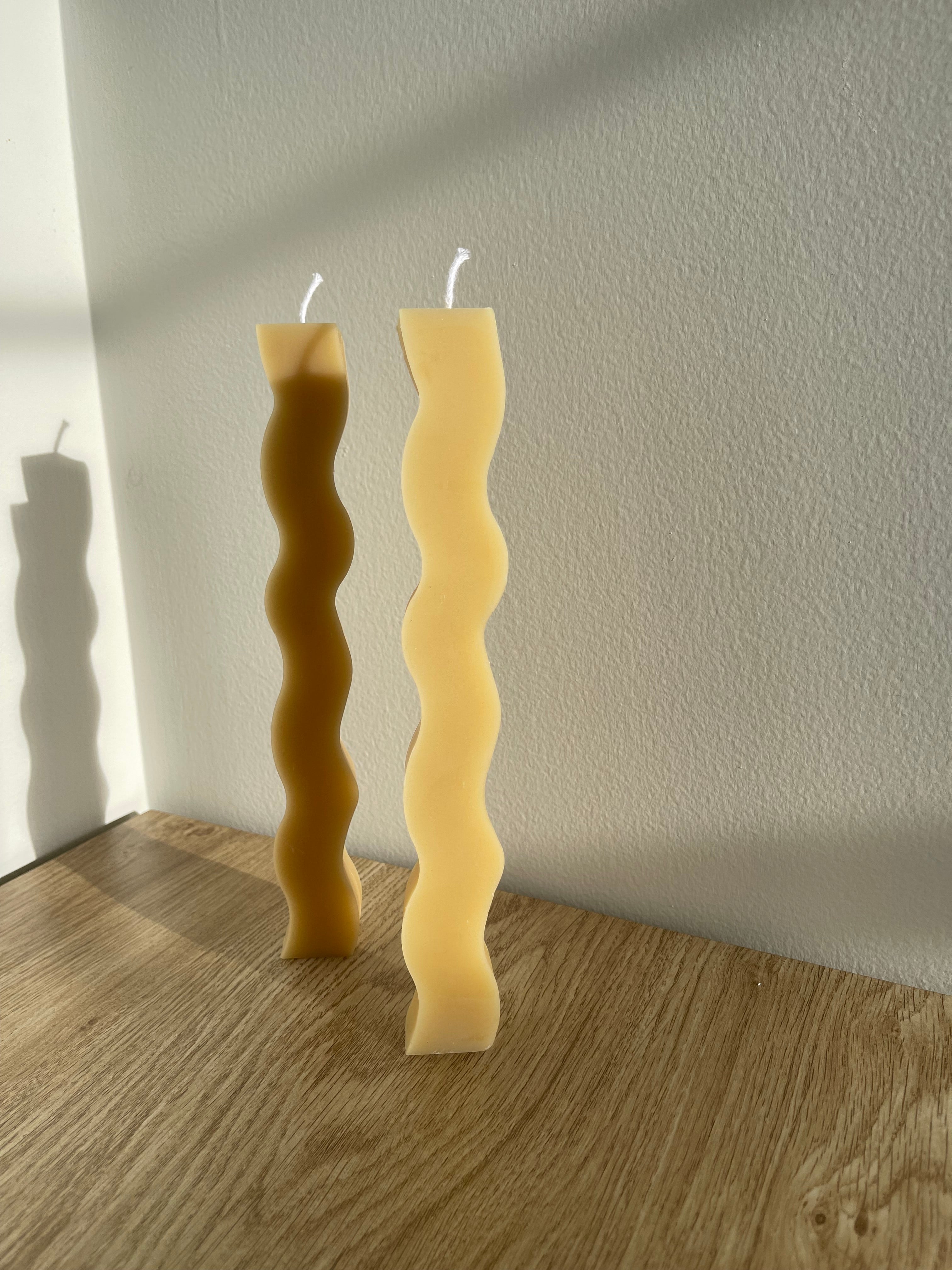 Wavy Beeswax Taper Candle