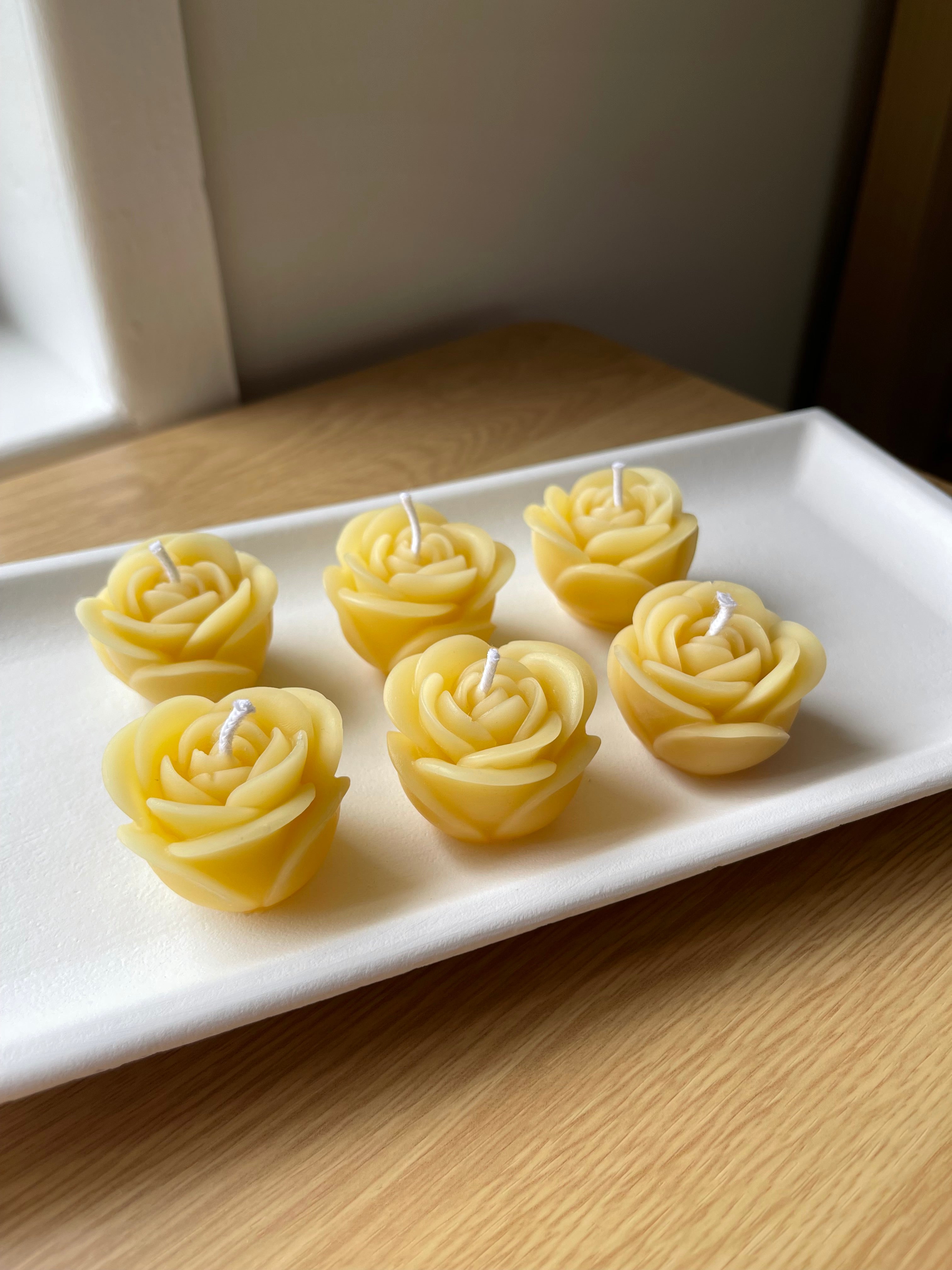 Rose Shaped Beeswax Tealight Candles (6 Pack)