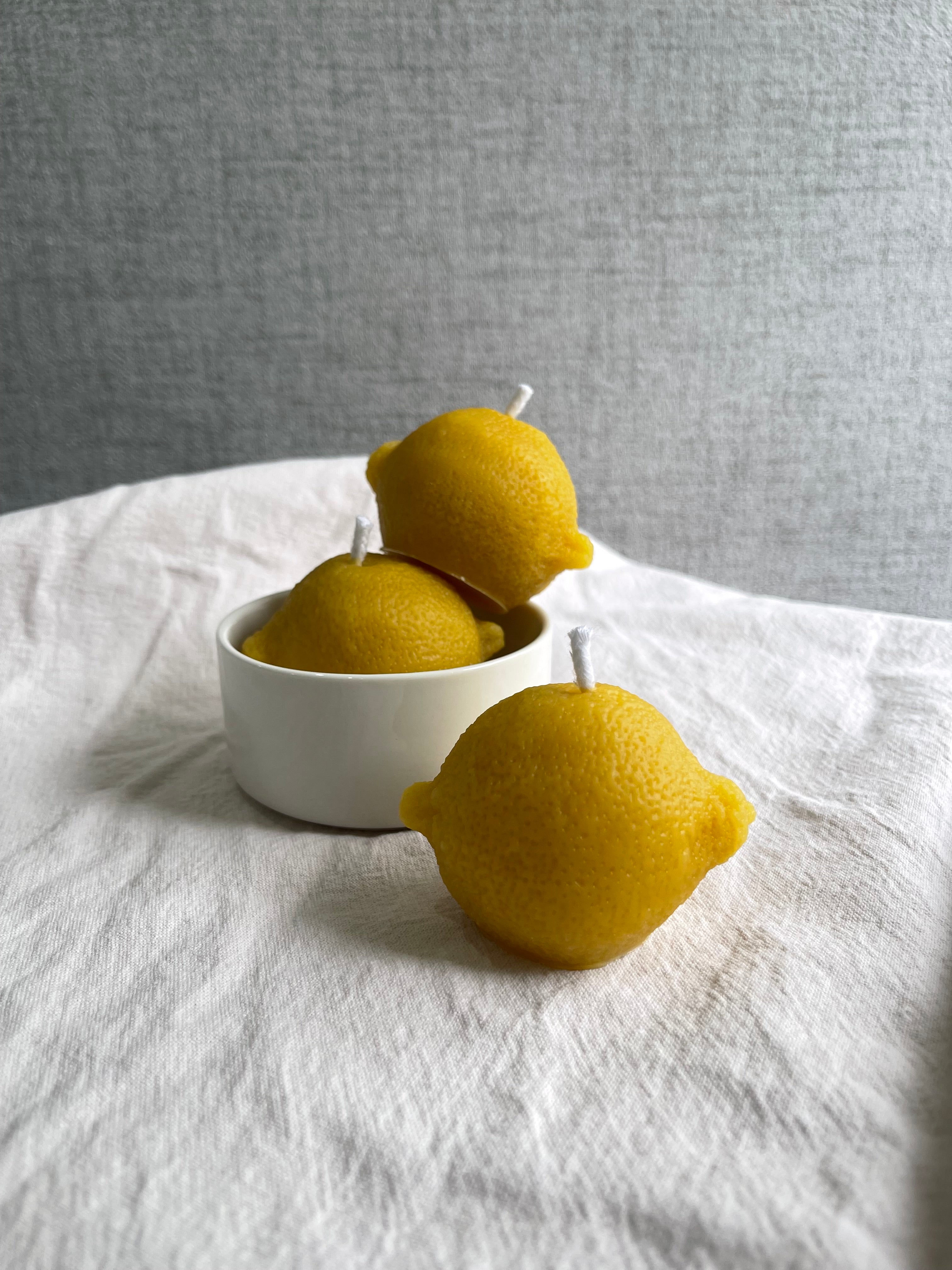 Handmade Lemon Shaped 100% Pure Beeswax Candle