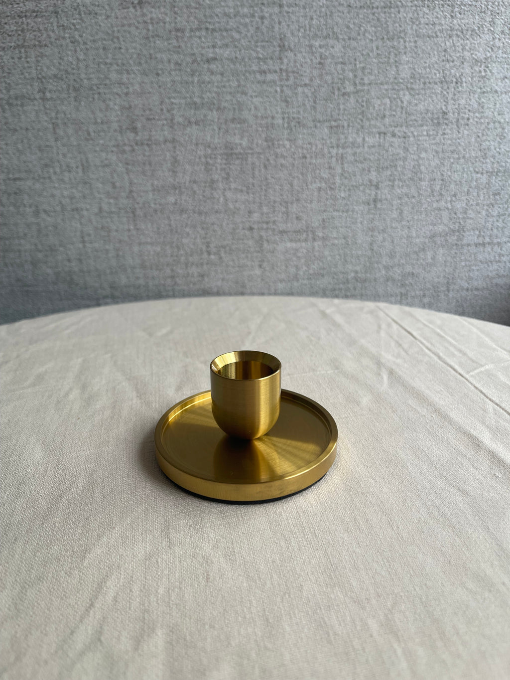 Modern Brushed Gold-Finished Metal Candle Holder