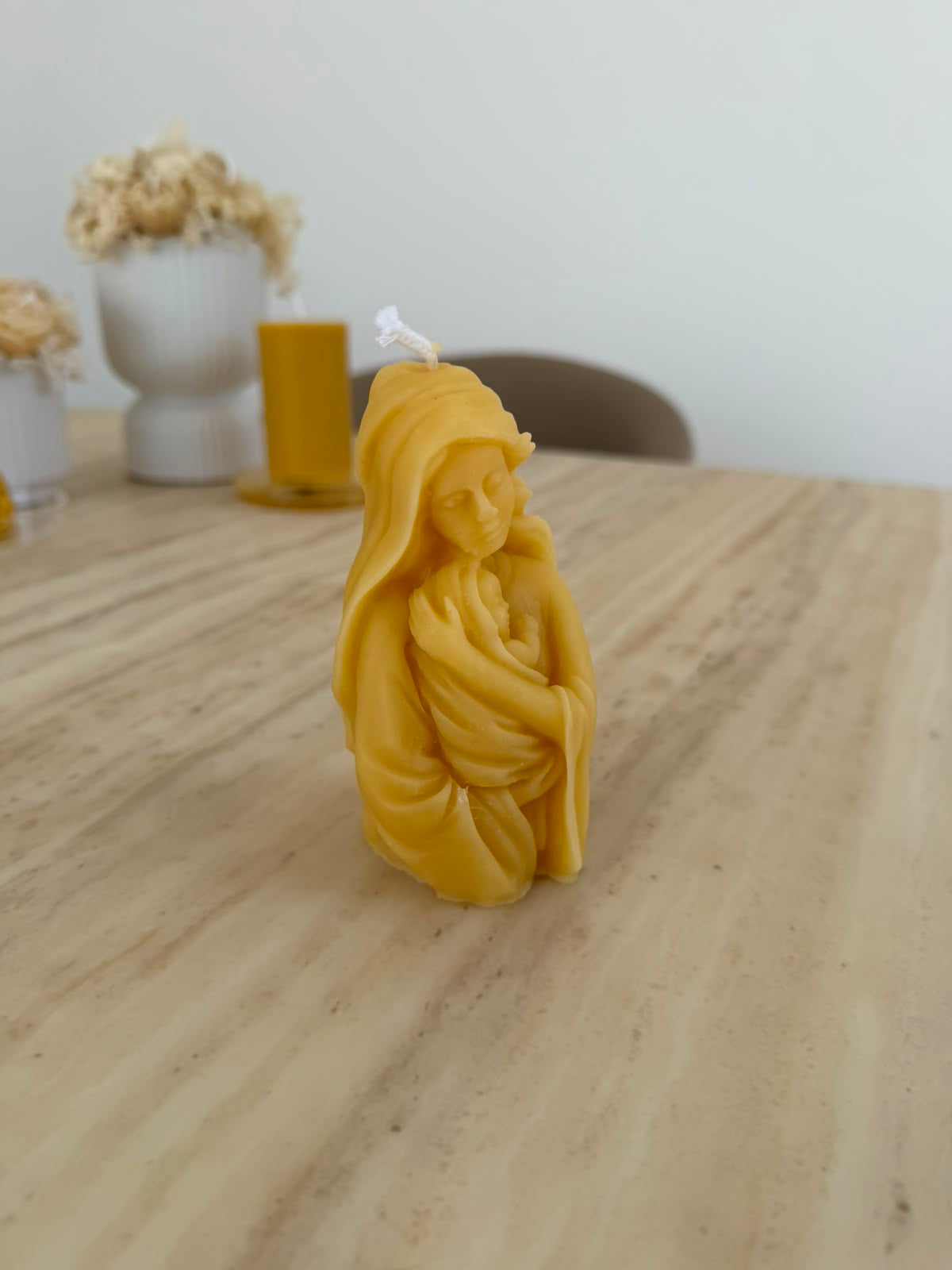 Handmade Beeswax Mother and Baby Candle: Natural Home Décor Gift