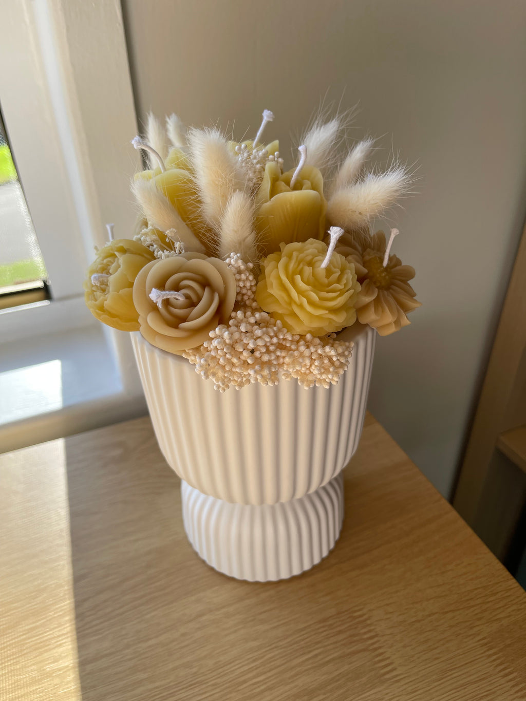 Handmade Beeswax Flower Candle Bouquet: Natural Home Décor Gift