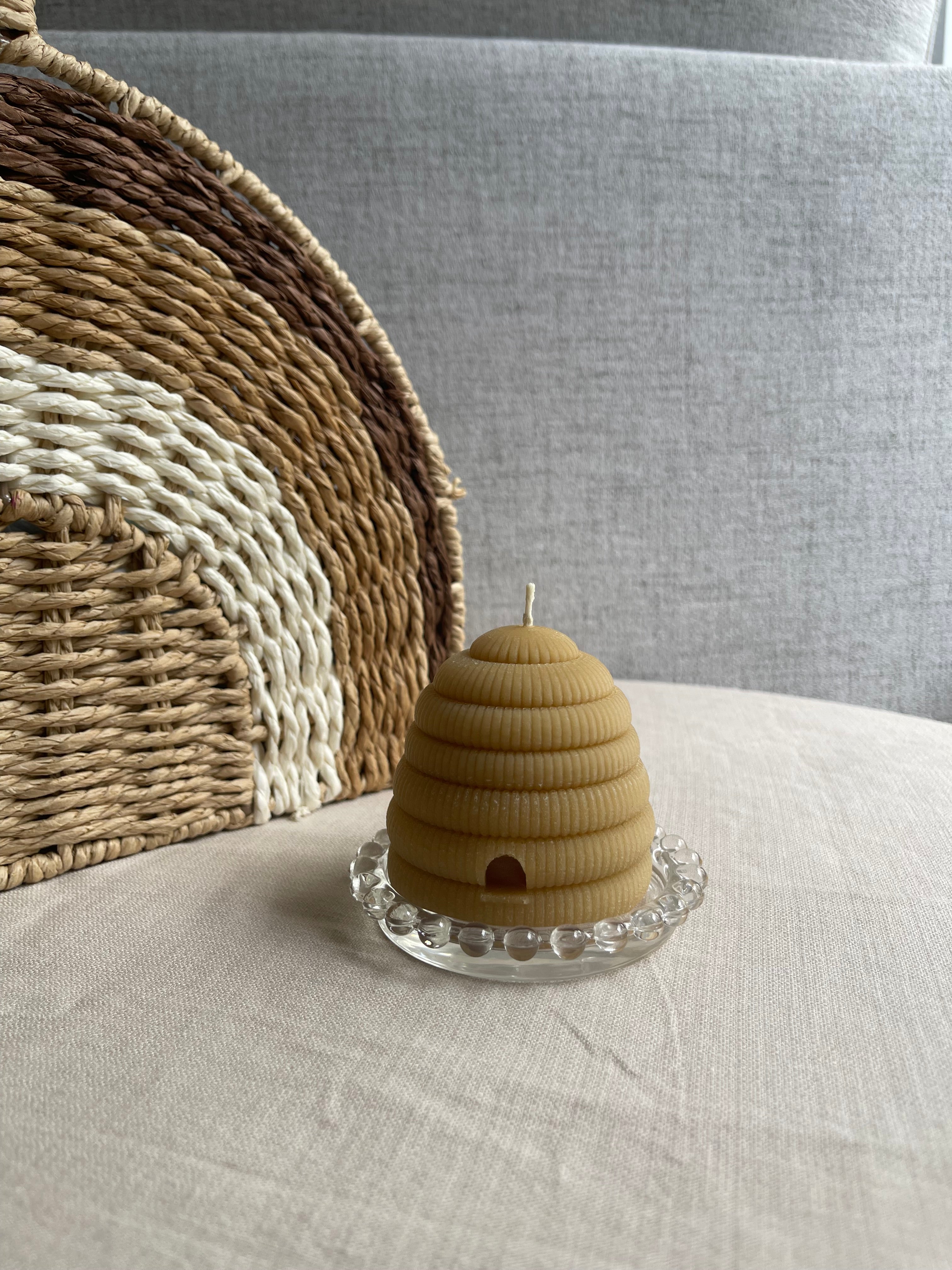 Elegant Beaded Glass Candle Plate