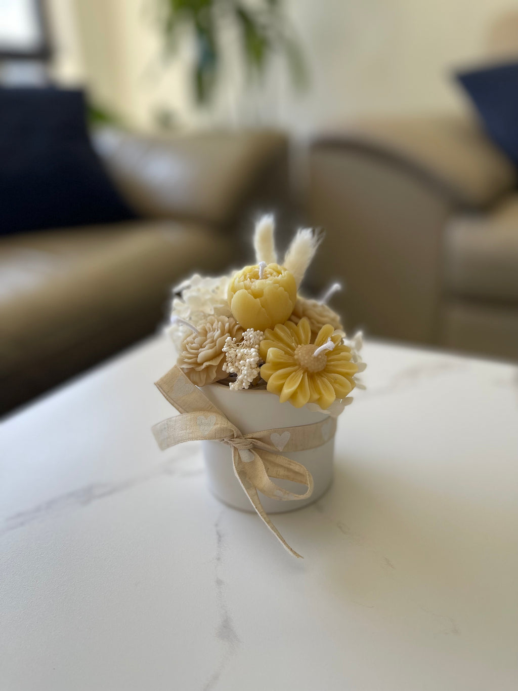 Handmade Beeswax Flower Candle Bouquet: Natural Scented Floral Décor