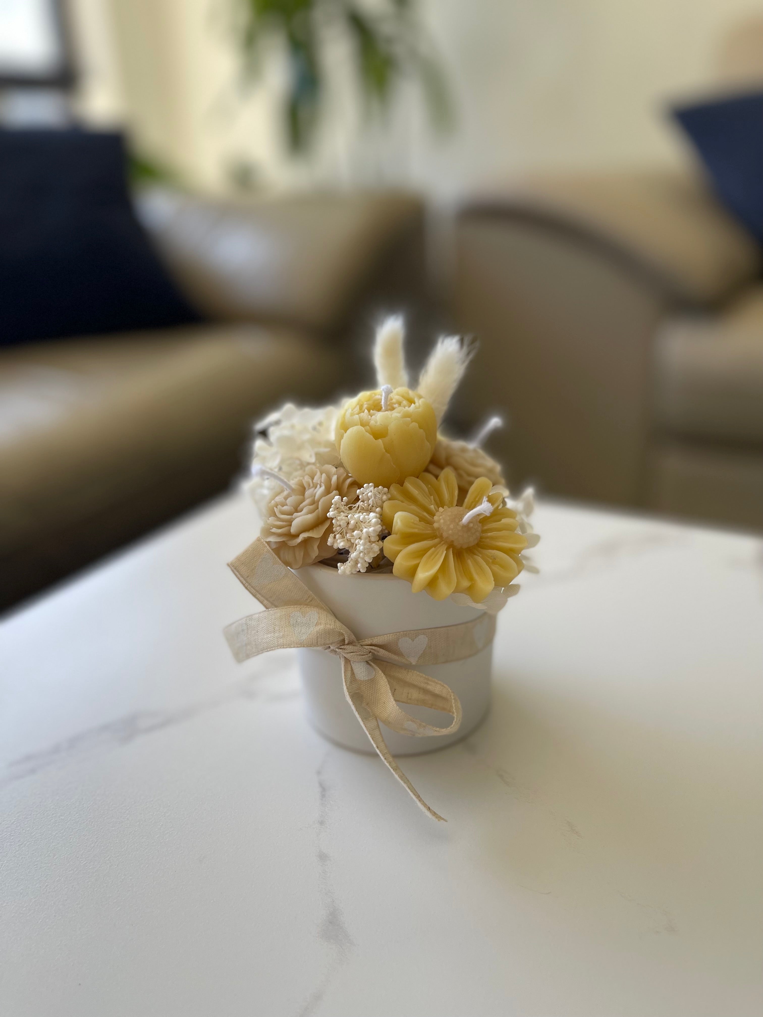 Handmade Beeswax Flower Candle Bouquet: Natural Scented Floral Décor