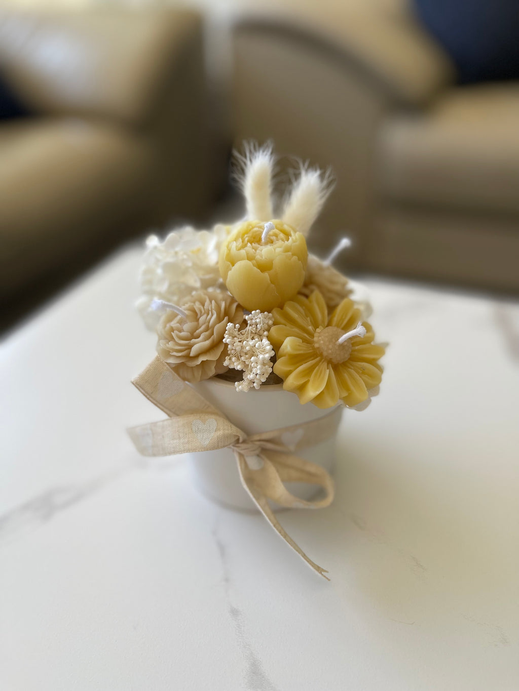 Handmade Beeswax Flower Candle Bouquet: Natural Scented Floral Décor
