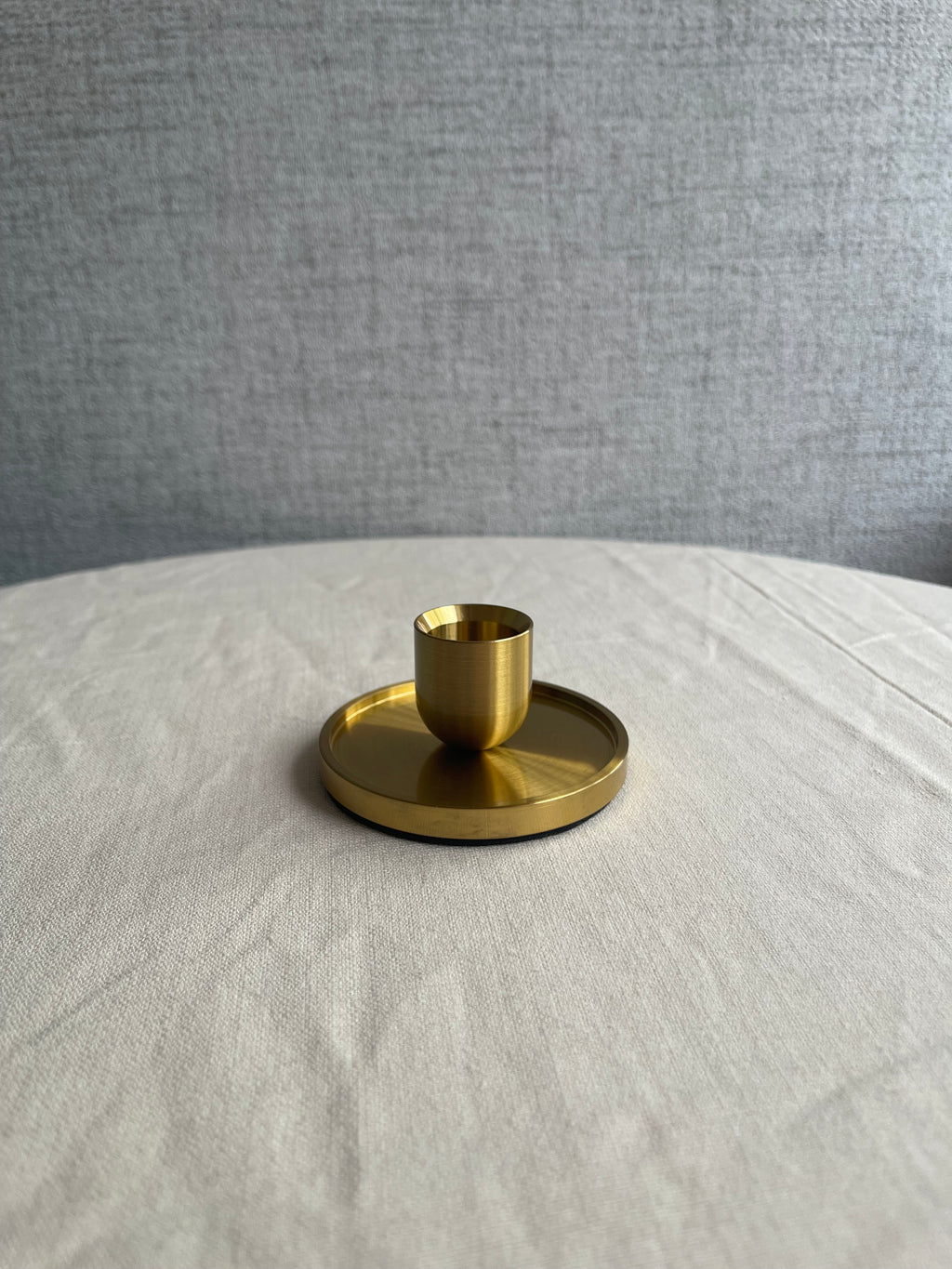 Modern Brushed Gold-Finished Metal Candle Holder