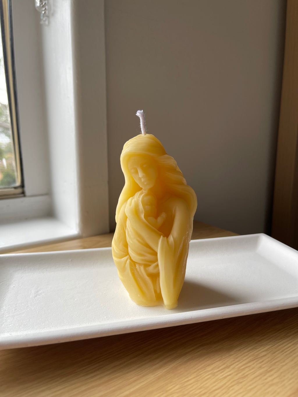 Handmade Beeswax Mother and Baby Candle: Natural Home Décor Gift