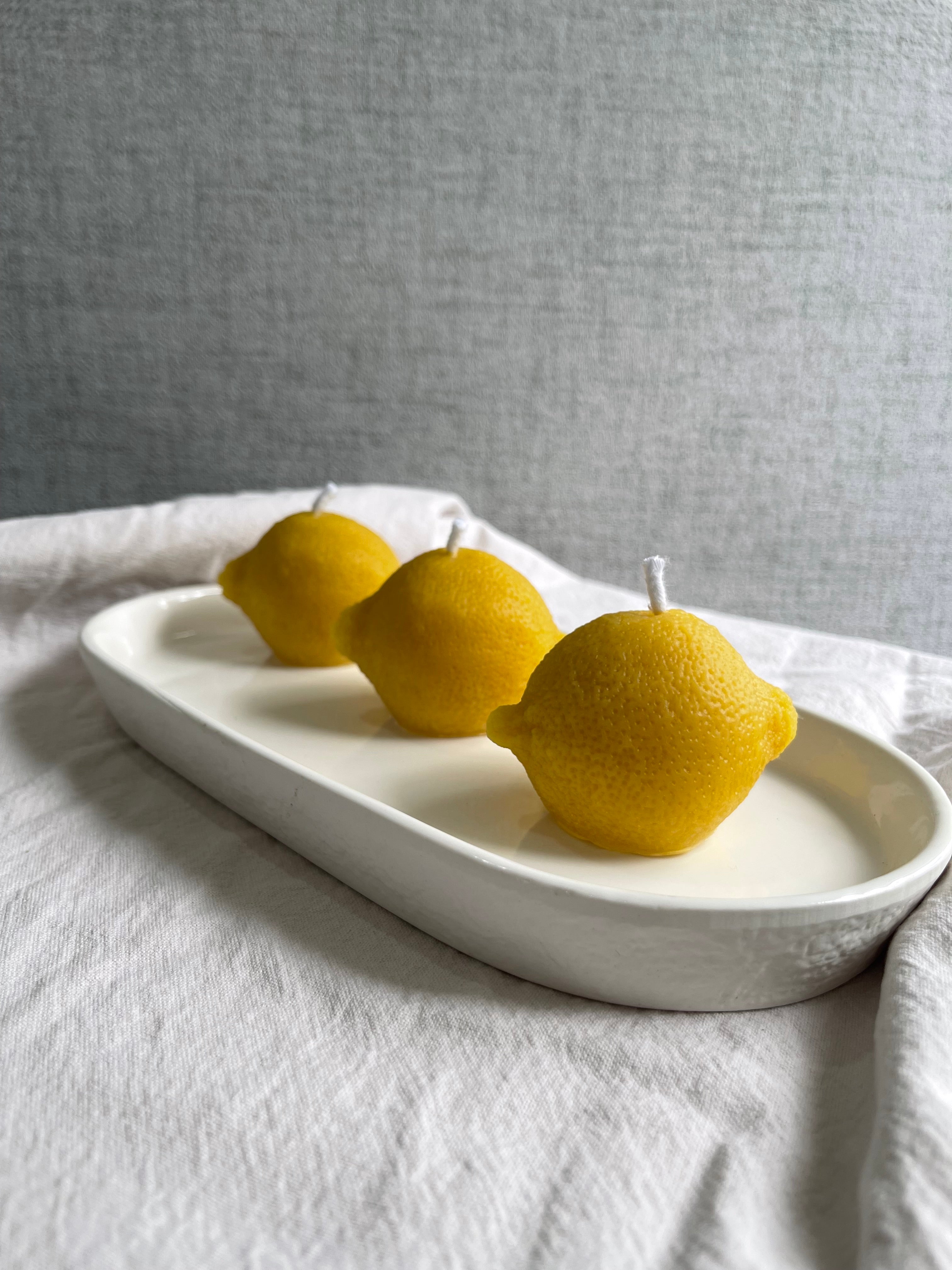 Handmade Lemon Shaped 100% Pure Beeswax Candle
