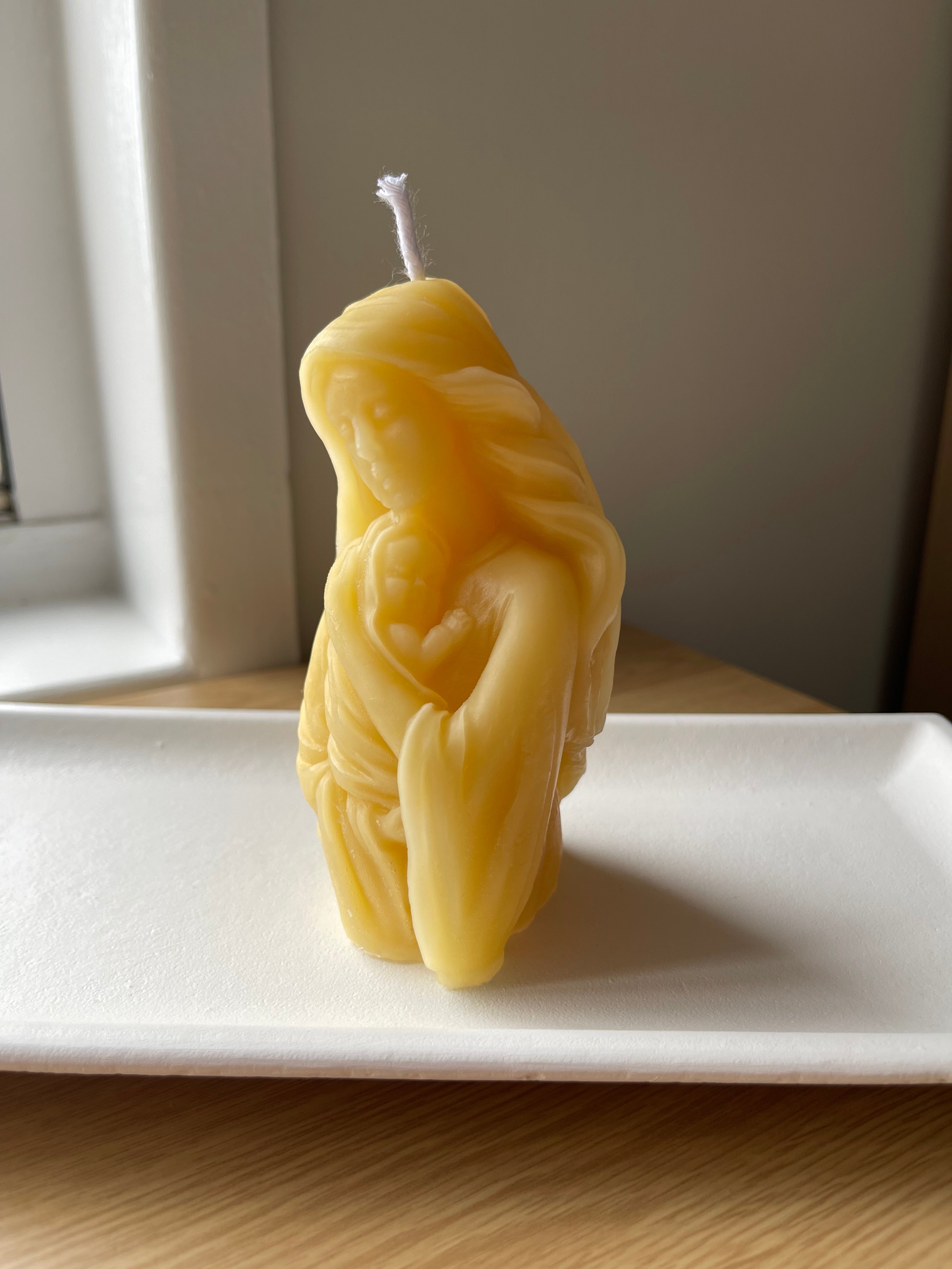 Handmade Beeswax Mother and Baby Candle: Natural Home Décor Gift