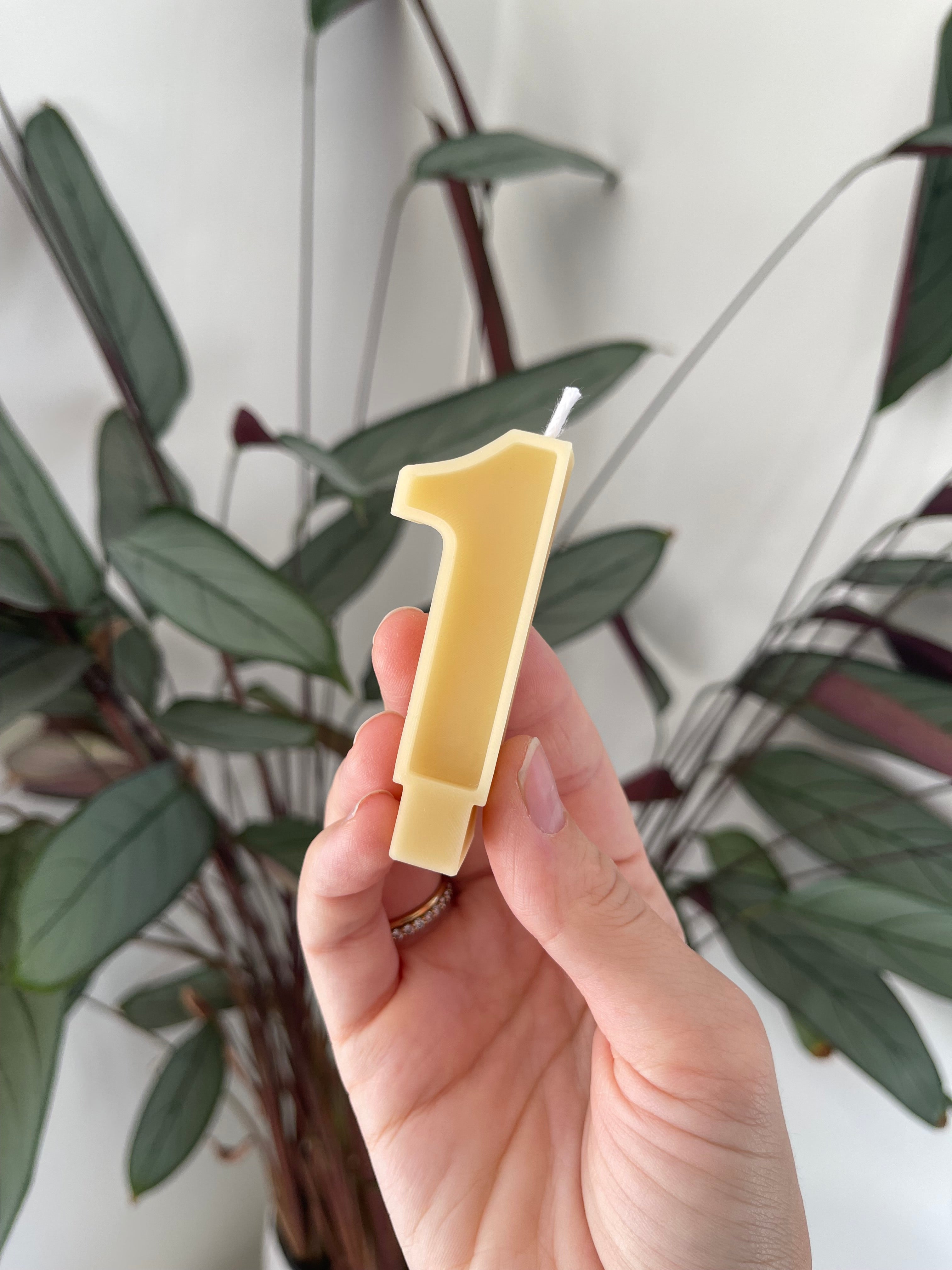Handmade Beeswax Birthday Number Candle | Cake Topper
