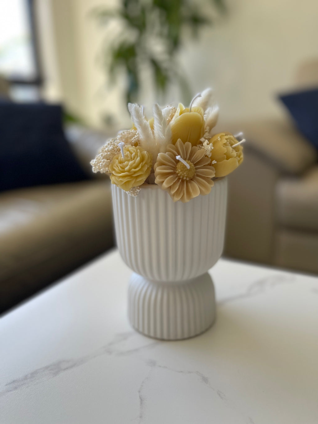 Handmade Beeswax Flower Candle Bouquet: Natural Home Décor Gift