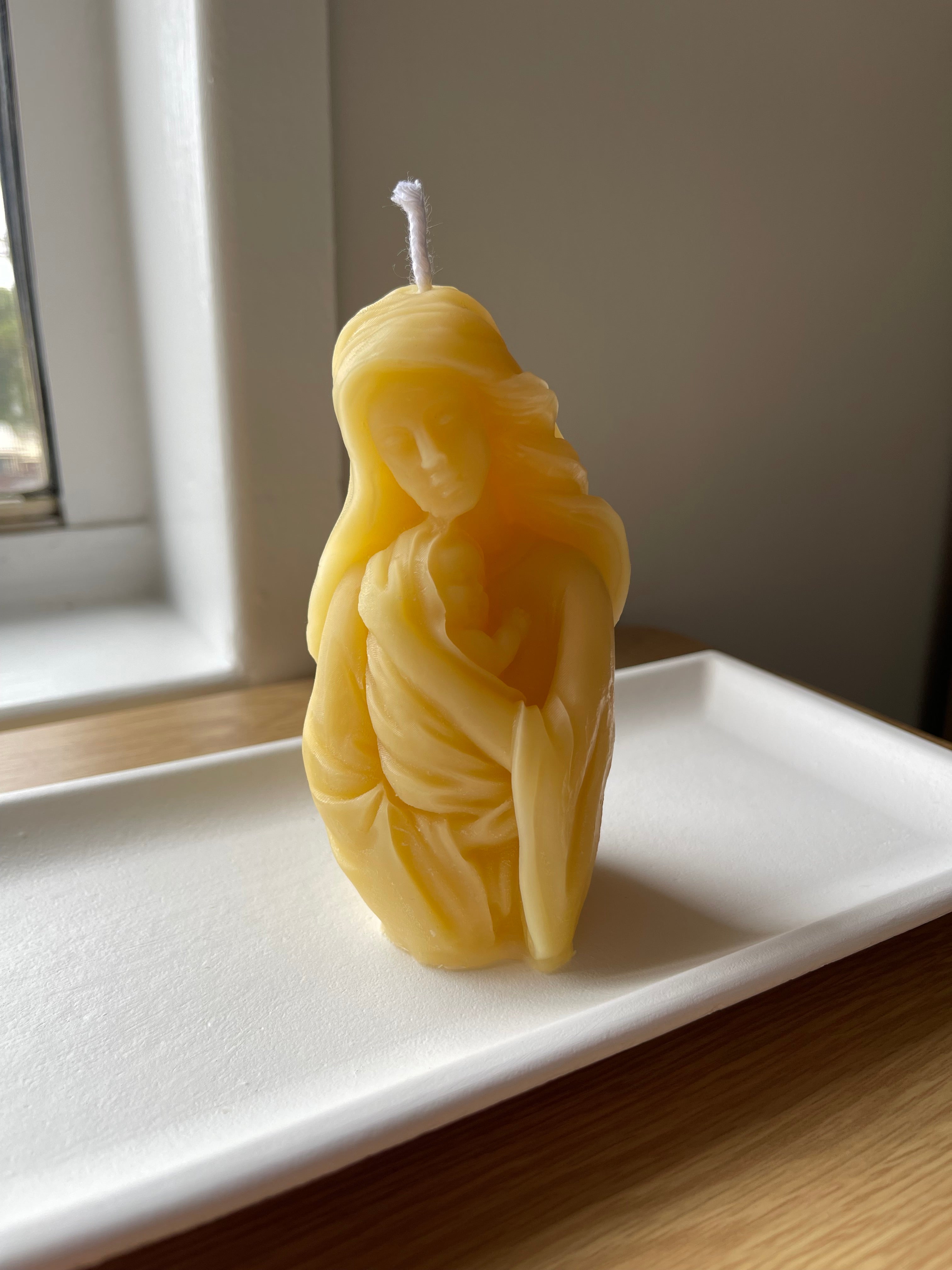 Handmade Beeswax Mother and Baby Candle: Natural Home Décor Gift