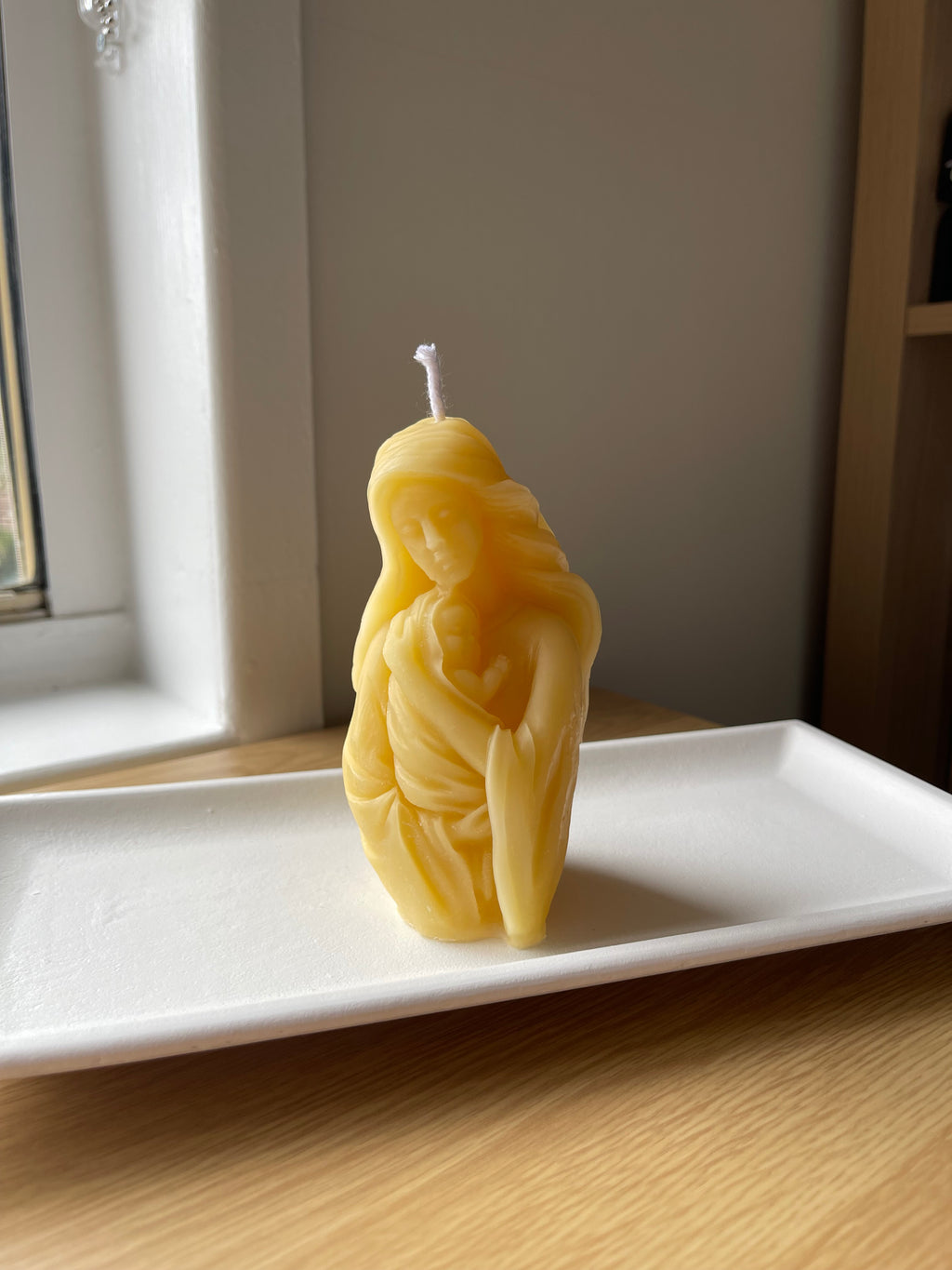 Handmade Beeswax Mother and Baby Candle: Natural Home Décor Gift