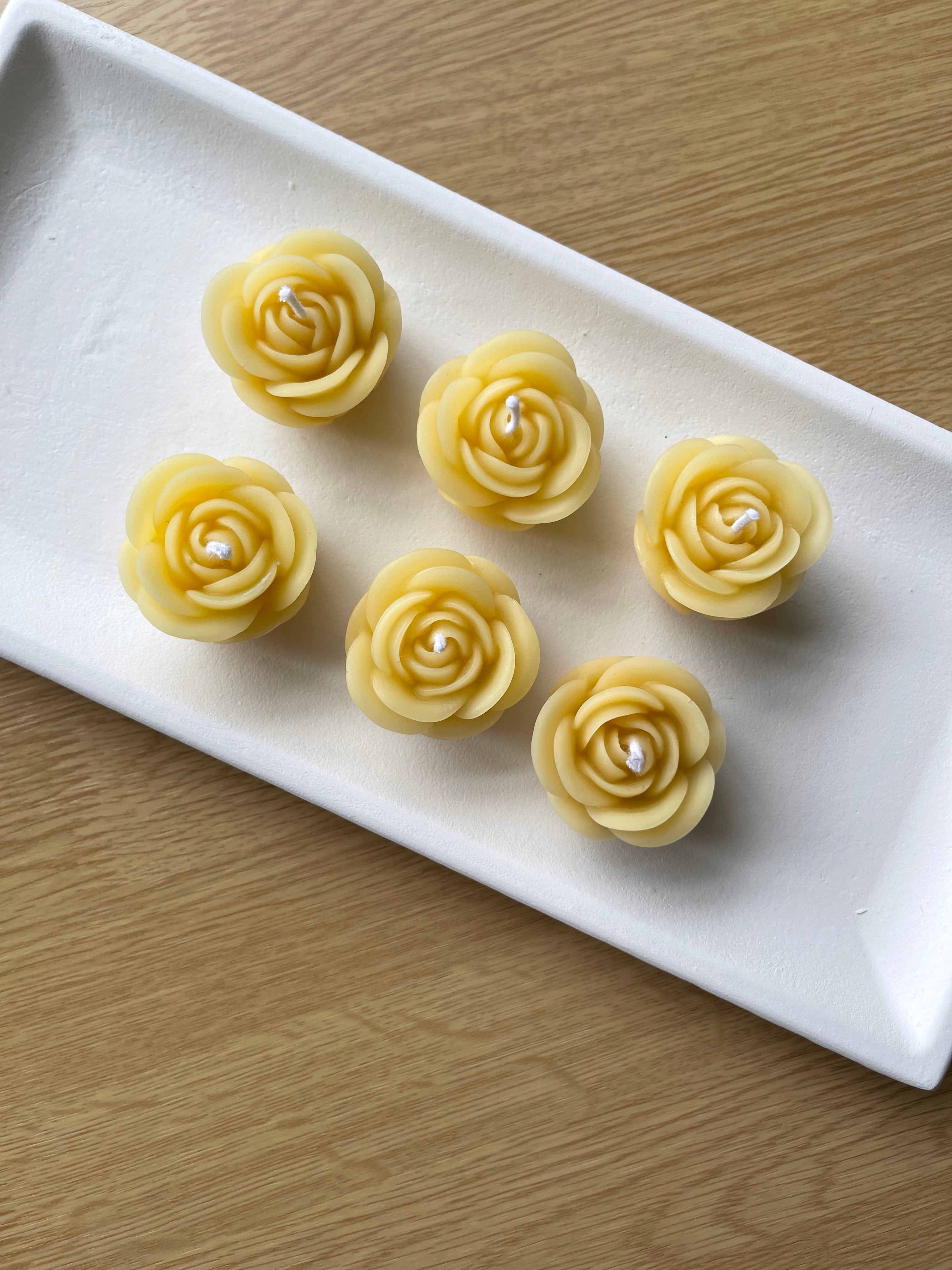 Rose Shaped Beeswax Tealight Candles (6 Pack)
