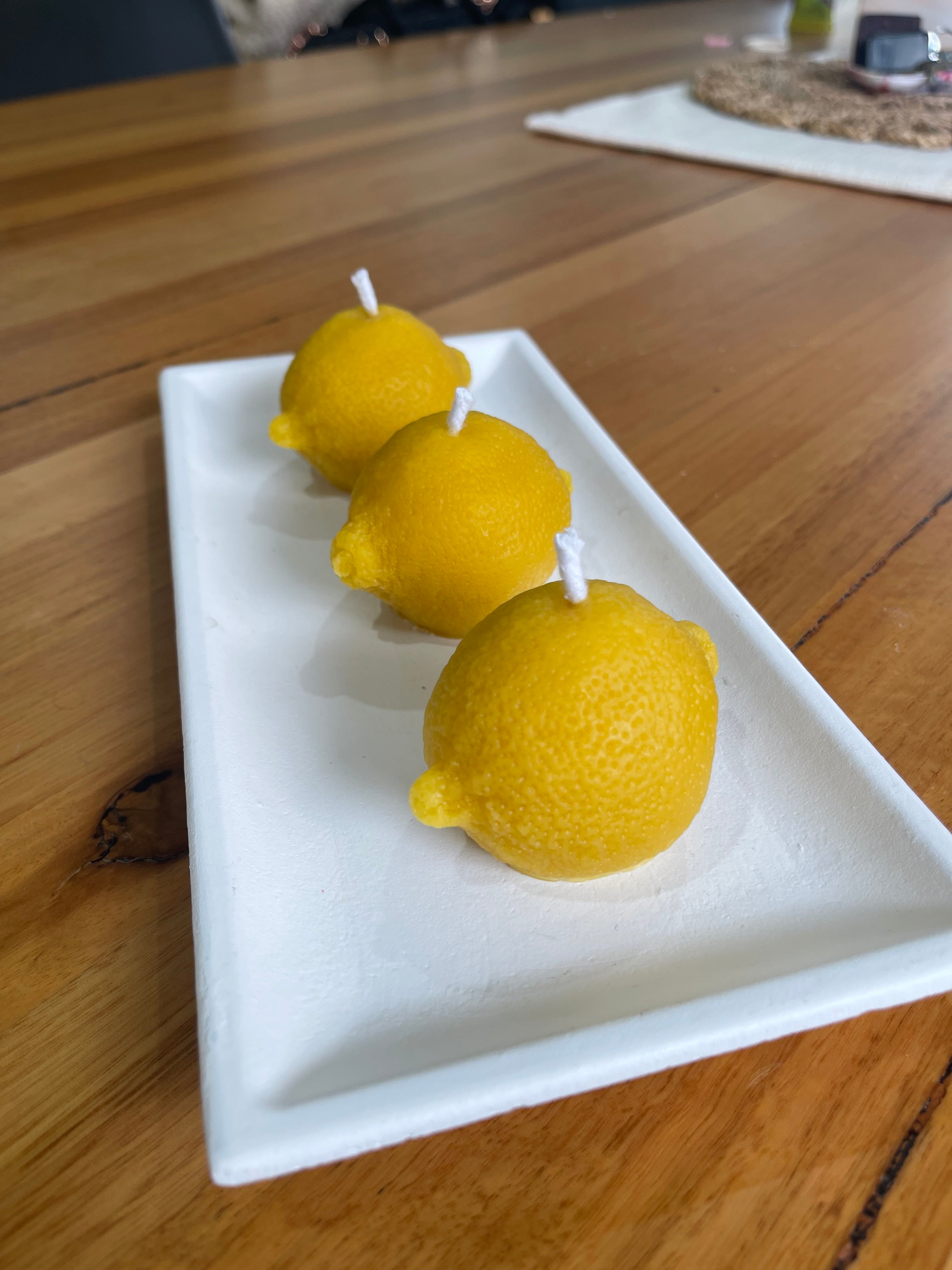 Handmade Lemon Shaped 100% Pure Beeswax Candle