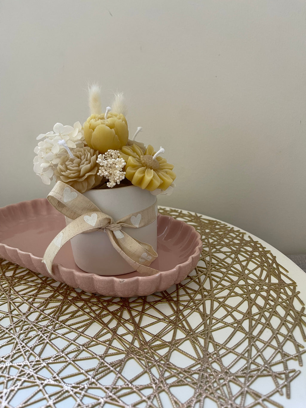 Handmade Beeswax Flower Candle Bouquet: Natural Scented Floral Décor