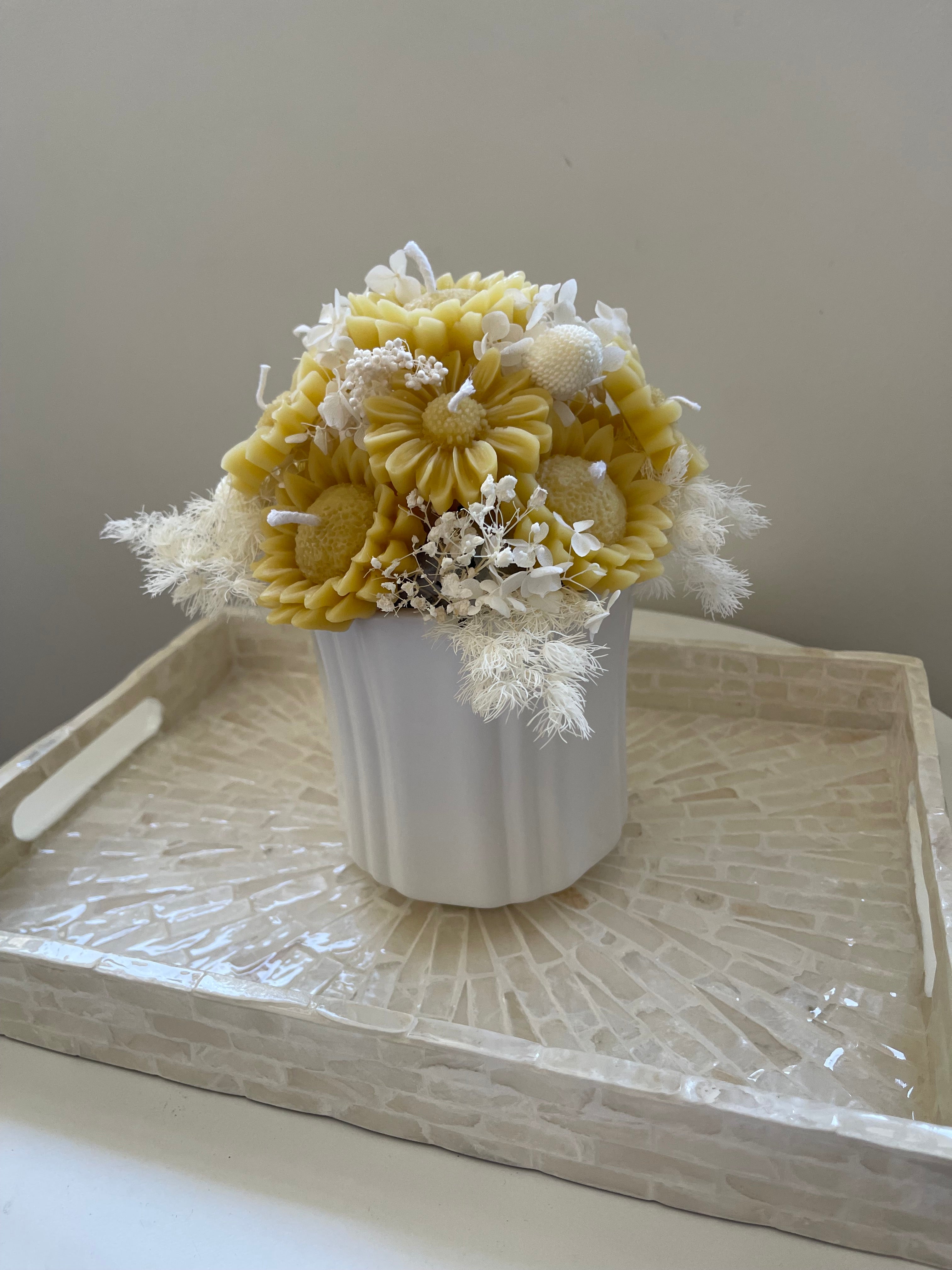 Handmade Beeswax Sunflower Candle Bouquet: Floral Home Dećor Gift