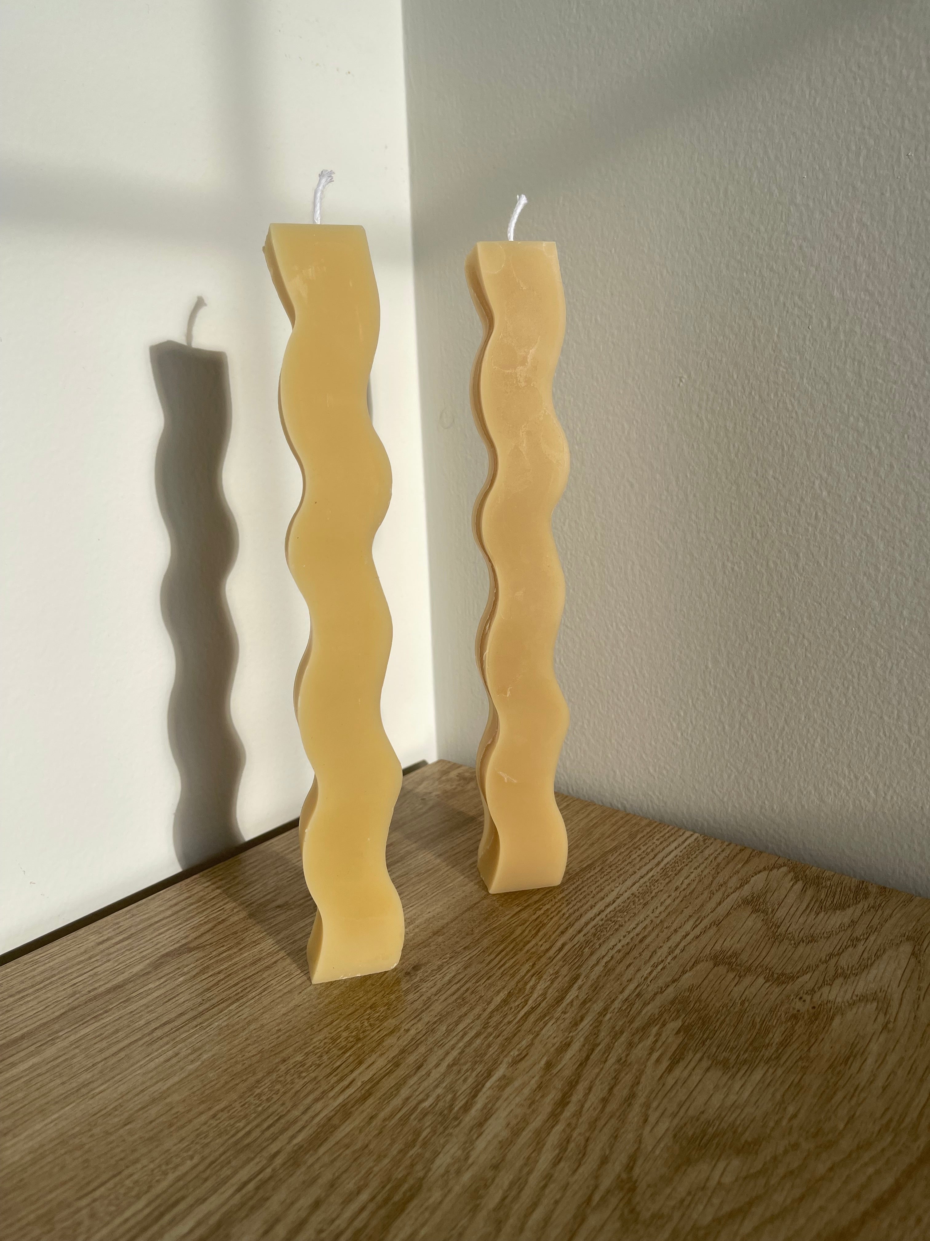 Wavy Beeswax Taper Candle
