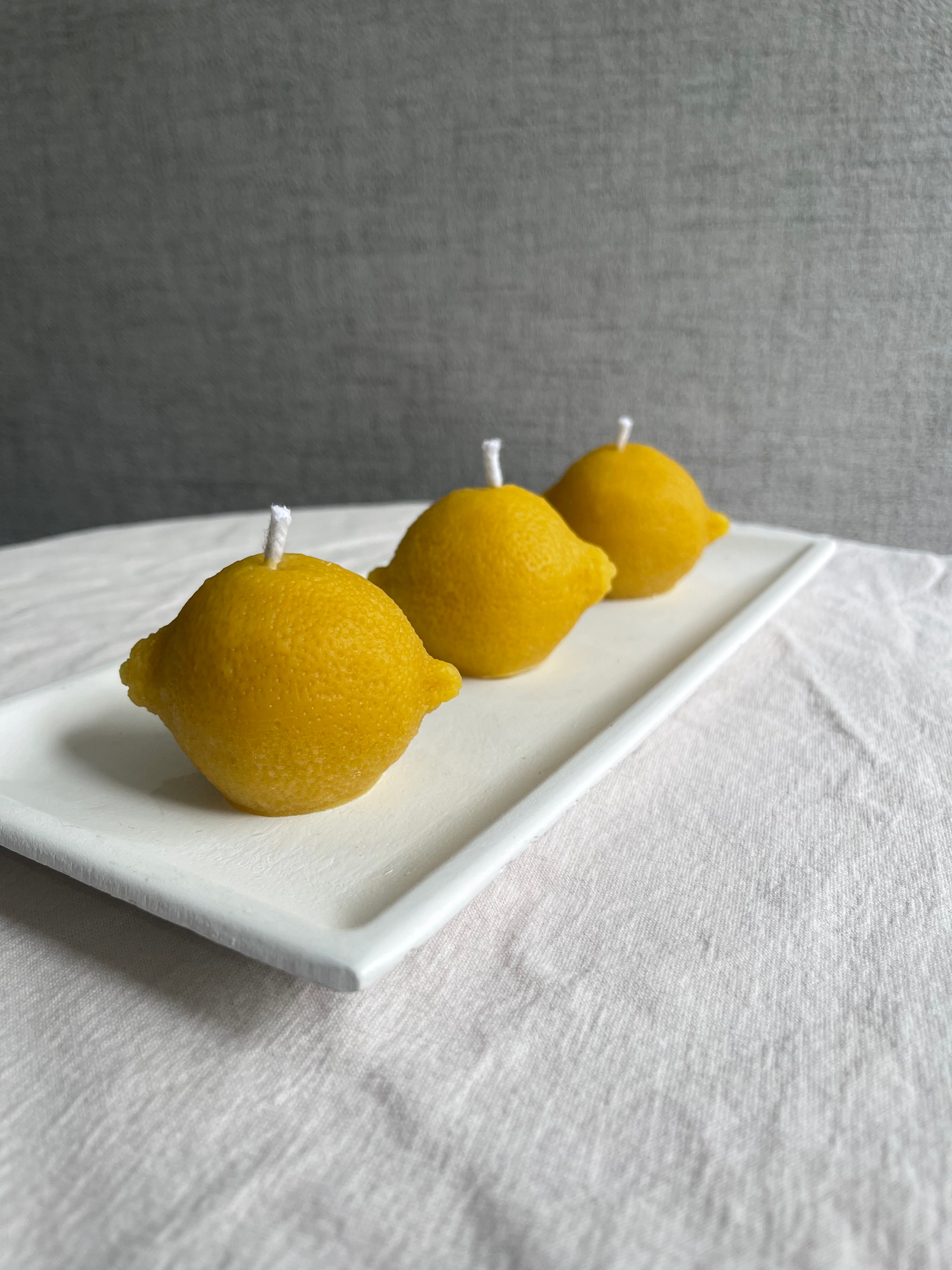 Handmade Lemon Shaped 100% Pure Beeswax Candle