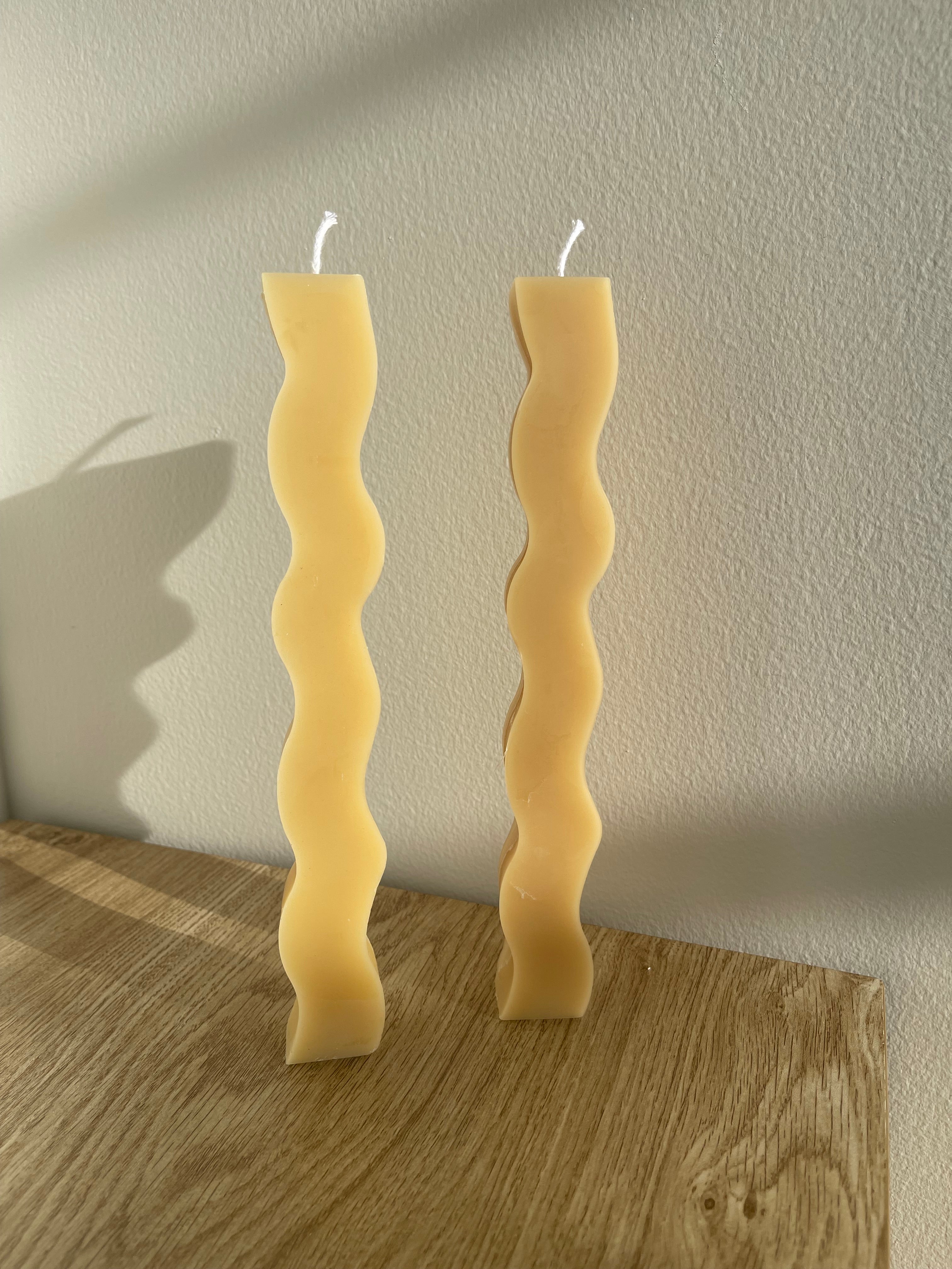 Wavy Beeswax Taper Candle