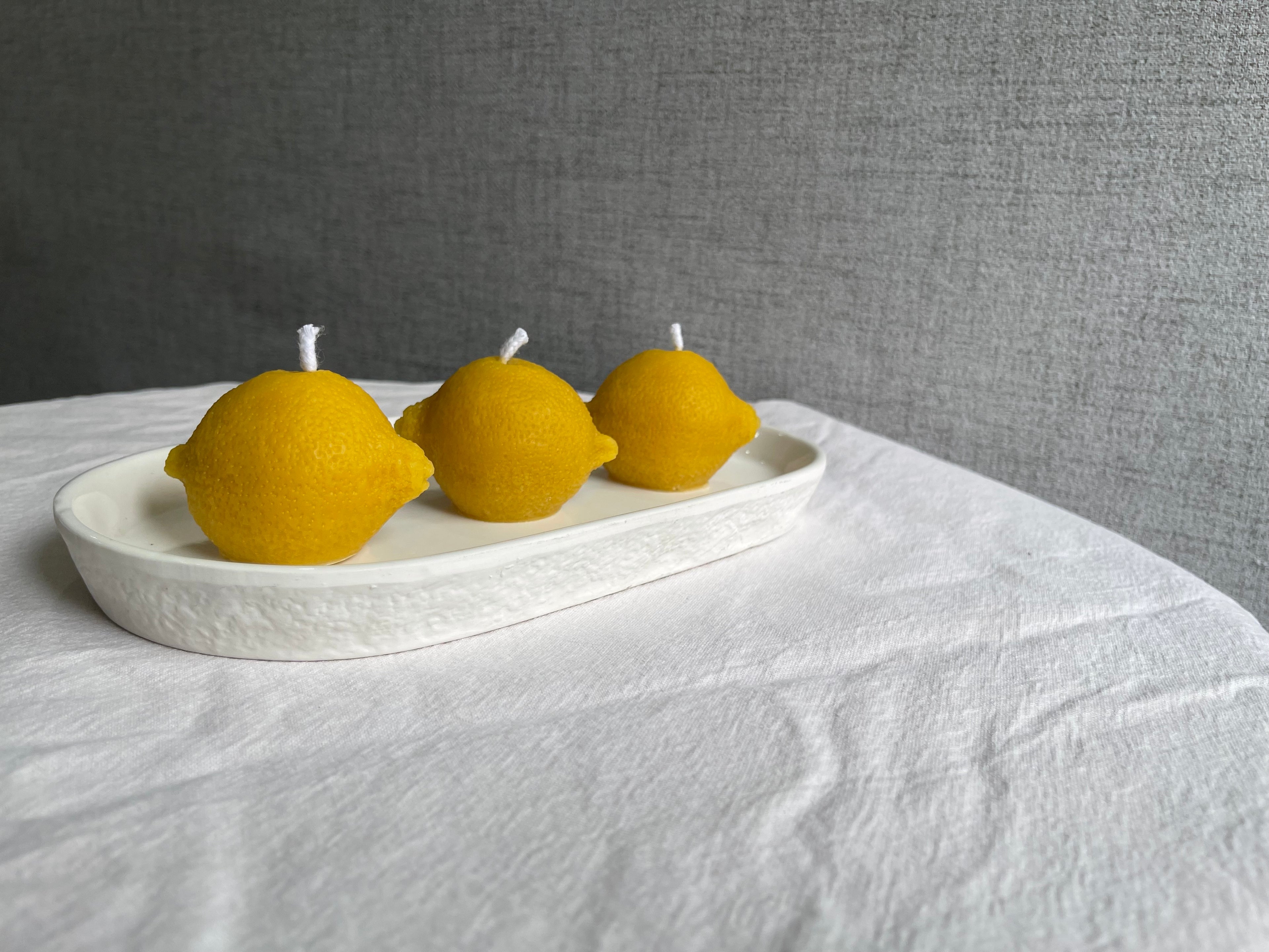 Handmade Lemon Shaped 100% Pure Beeswax Candle