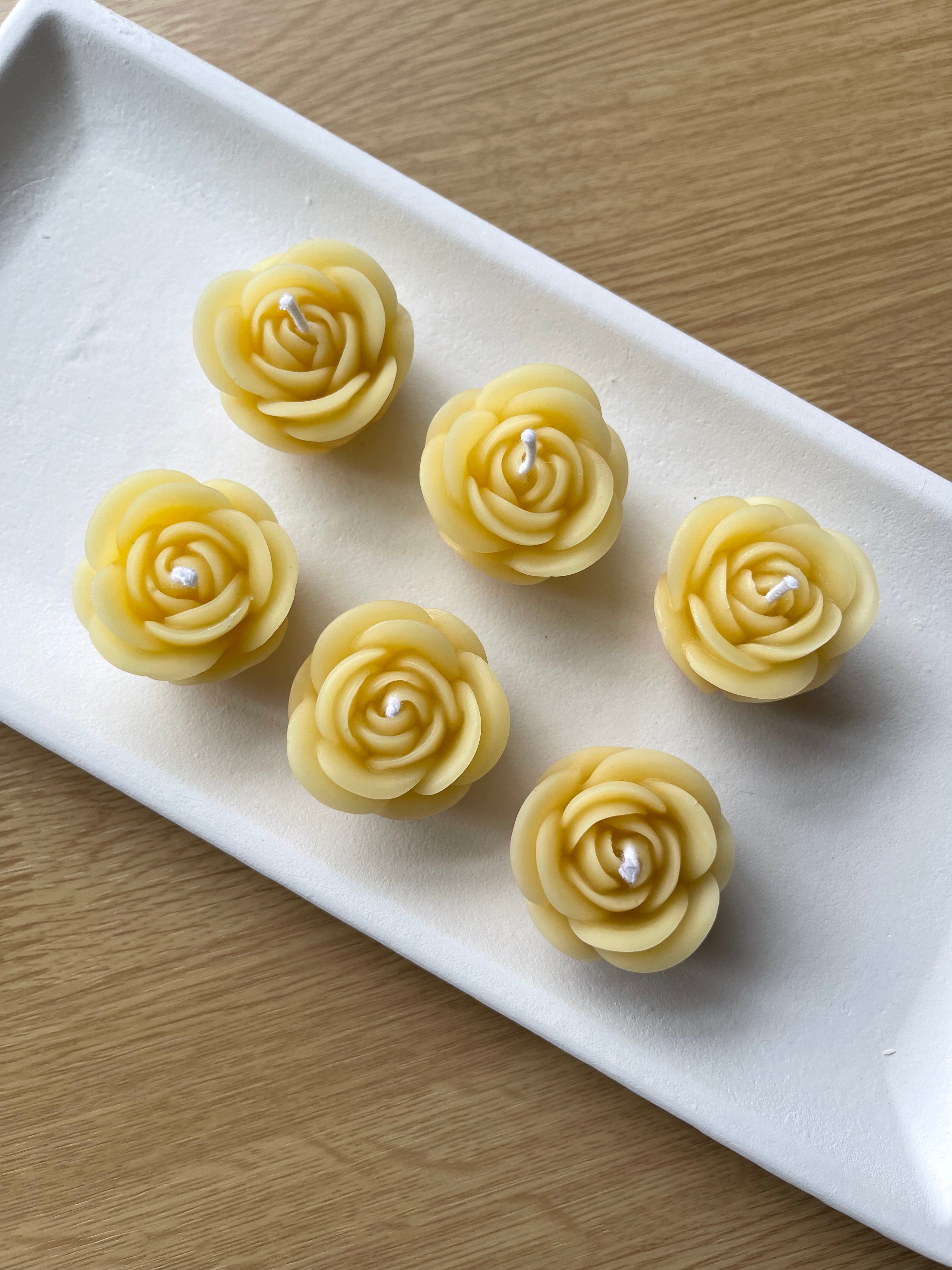 Rose Shaped Beeswax Tealight Candles (6 Pack)